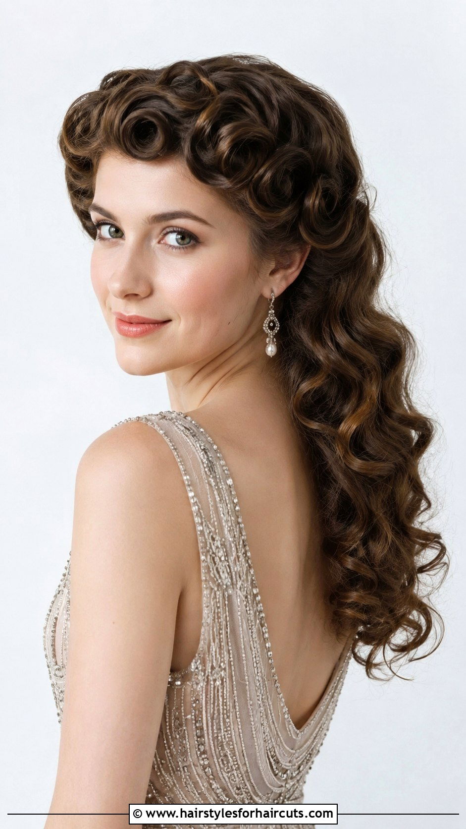 1920s Rear Pin Curl Cascade Long Hair - 25 1920 hairstyles for long hair - 25 1920 hairstyles for long hair