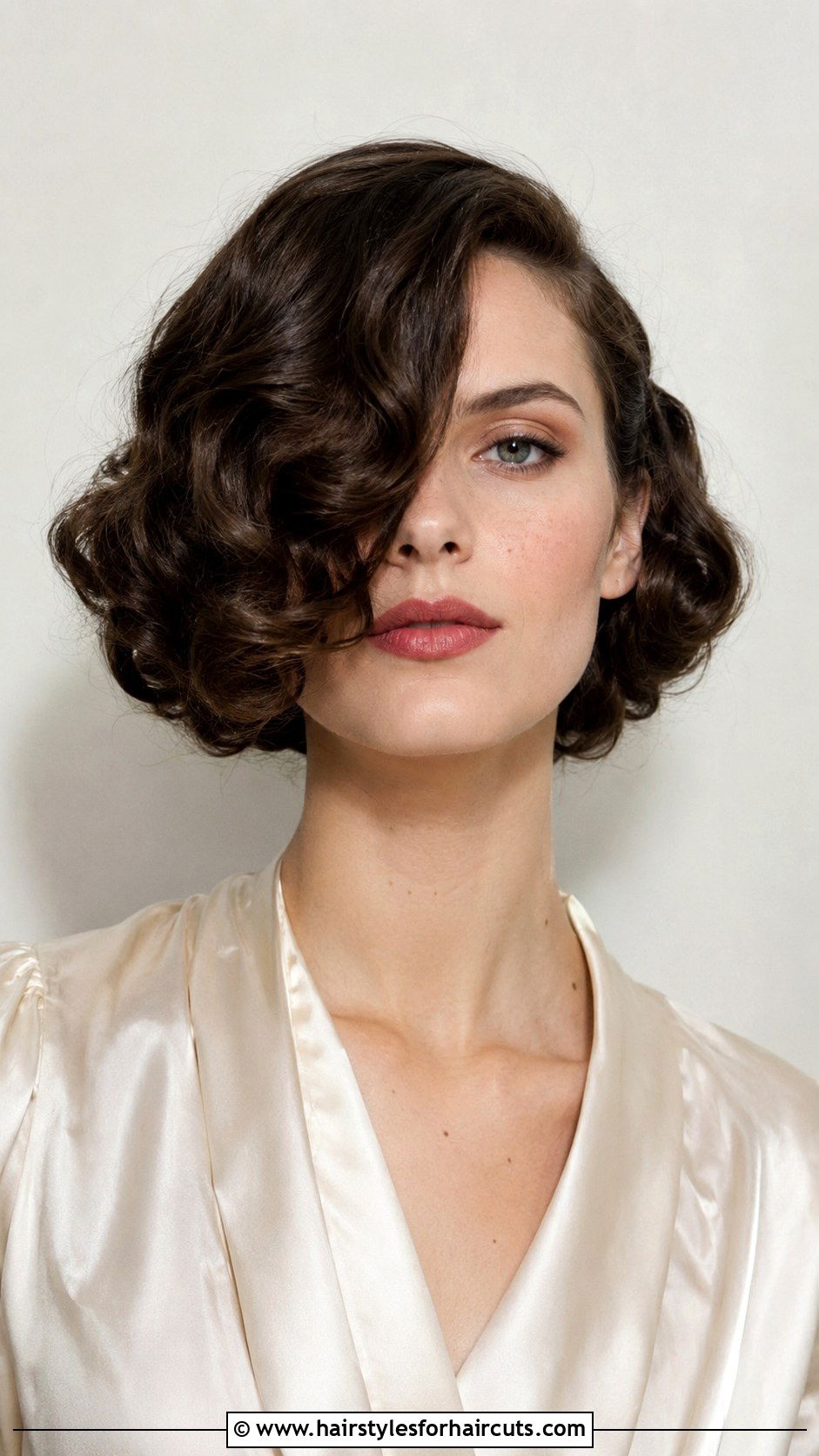 1920s Side Swept Curly Bob - 25 1920s hairstyles for curly hair - 25 1920s hairstyles for curly hair