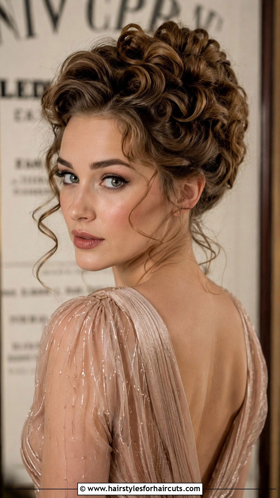 1940s Curly Updo With Loose Tendrils - 25 1940s hairstyles long hair - 25 1940s hairstyles long hair