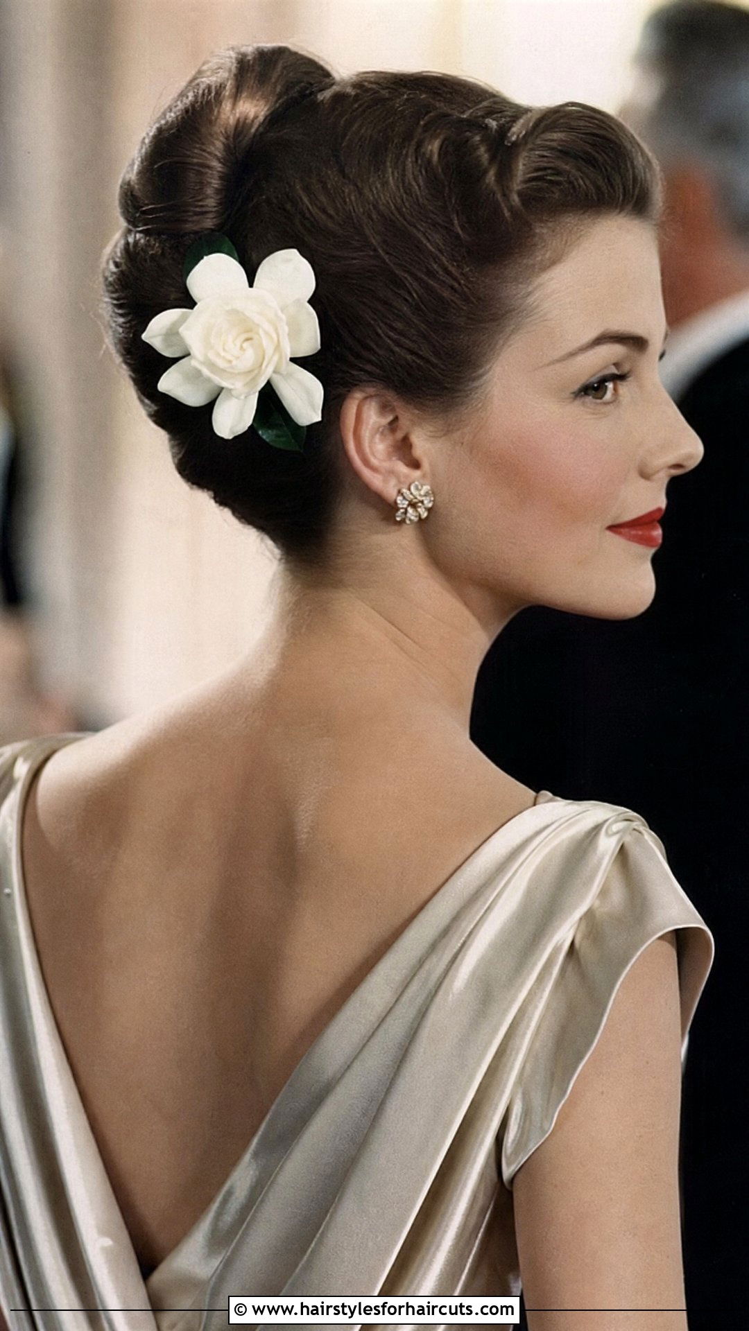 1950s Elegant Long Hair With Flower Accessory - 25 long hair 1950s african american hairstyles - 25 long hair 1950s african american hairstyles