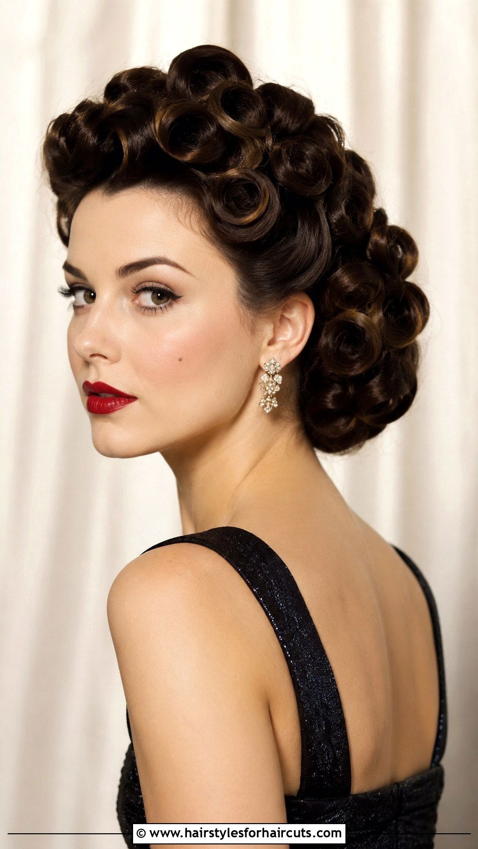 1950s Long Hair Pin Curl Updo - 25 1950s long hair pin up hairstyles - 25 1950s long hair pin up hairstyles