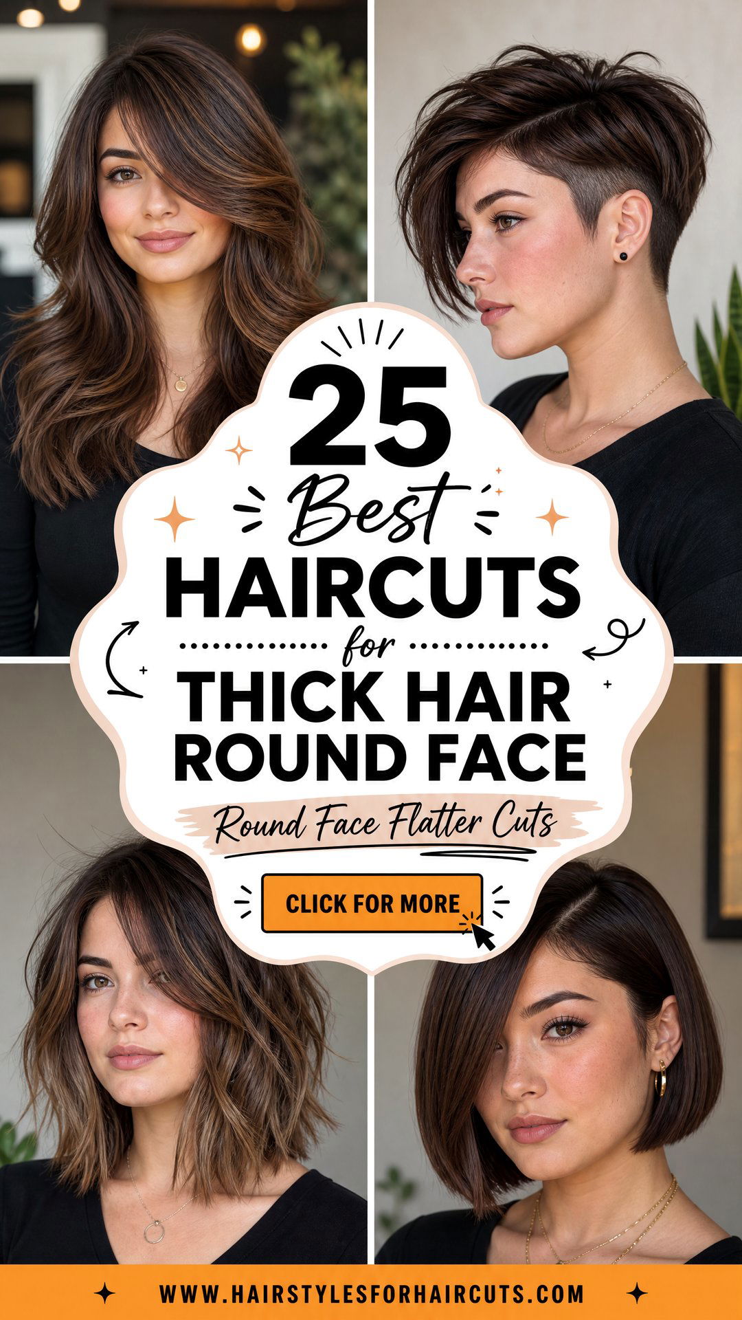 25 Best Haircuts for Thick Hair Round Face Shapes - 25 Best Haircuts for Thick Hair Round Face Shapes