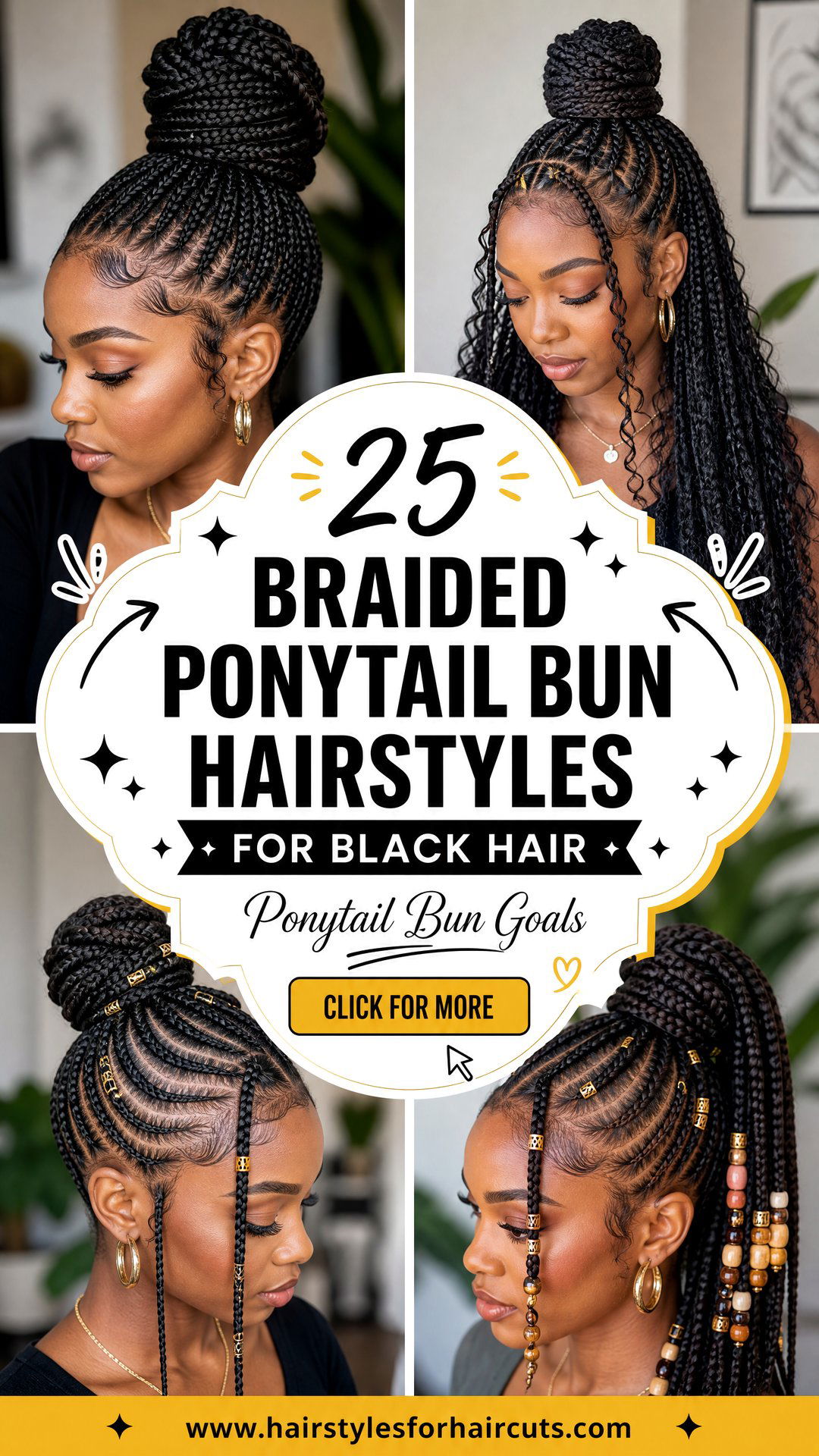 25 Braided Ponytail Bun Hairstyles for Black Hair - 25 Braided Ponytail Bun Hairstyles for Black Hair
