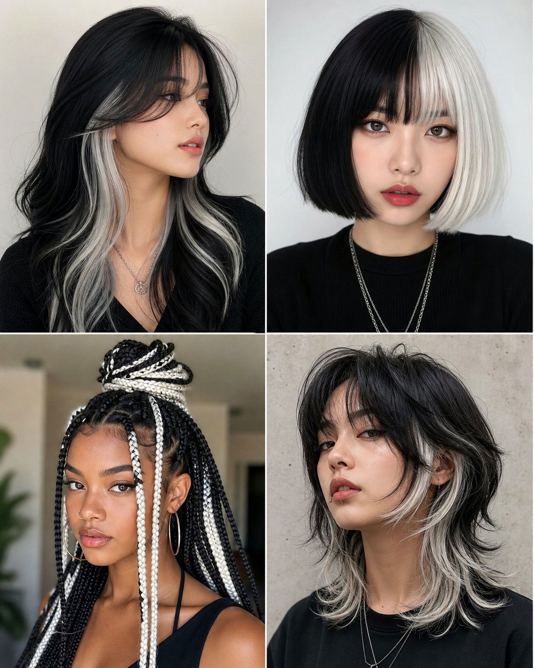25 Chic Black and White Hairstyles to Try in 2025