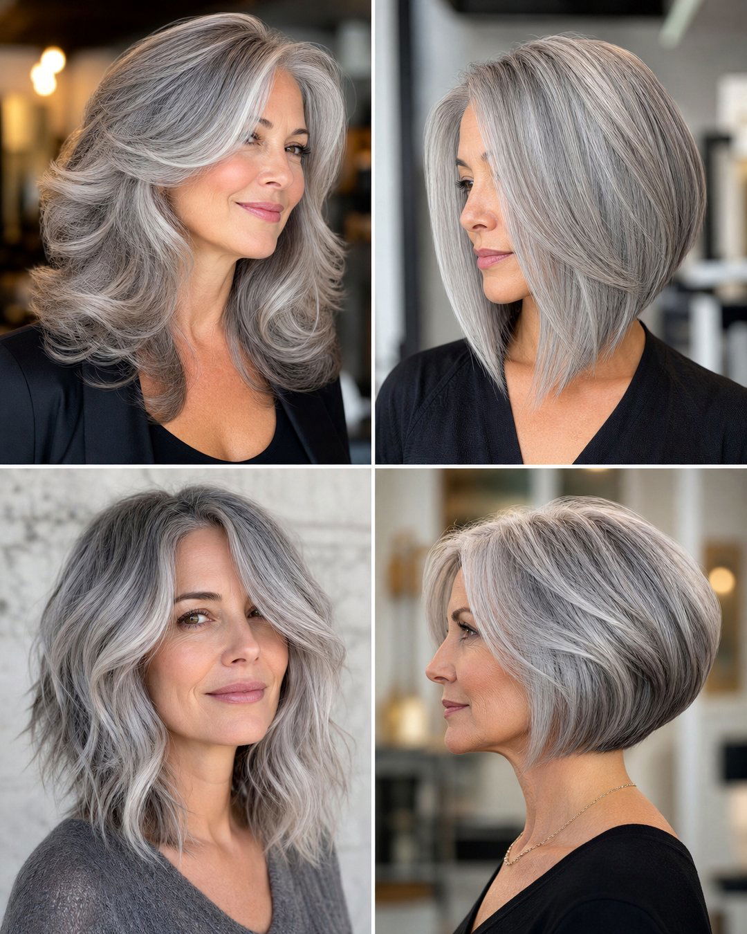 25 Chic Shoulder Length Hairstyles for Gray Hair