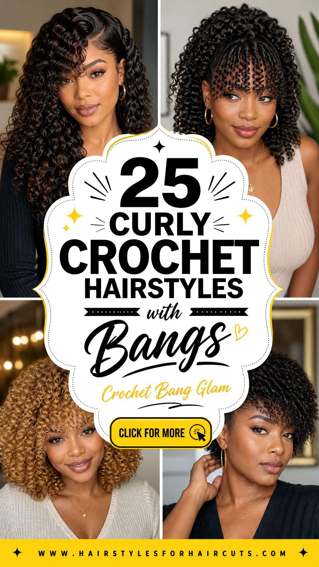 25 Curly Crochet Hairstyles with Bangs to Try Now - 25 Curly Crochet Hairstyles with Bangs to Try Now