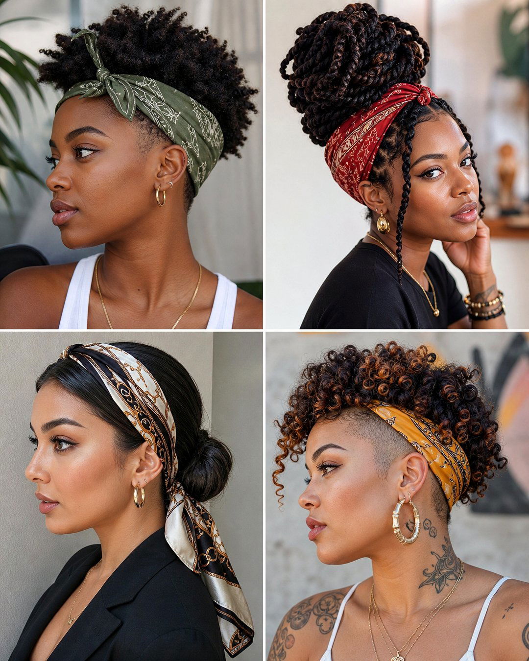 25 Cute Natural Hair Black Girl Bandana Hairstyles