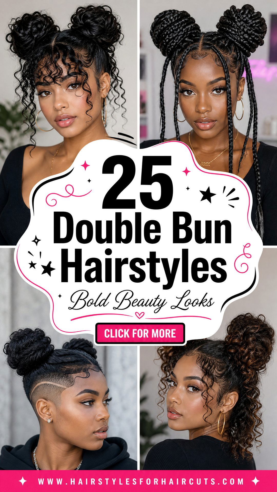 25 Double Bun Hairstyles for Black Hair Beauties - 25 Double Bun Hairstyles for Black Hair Beauties