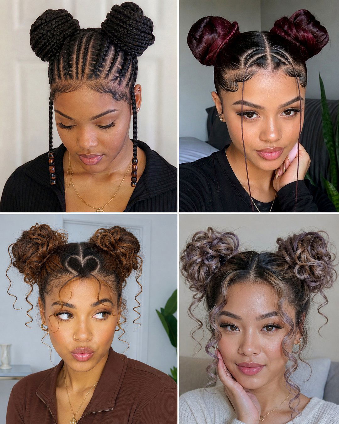 25 Double Bun Hairstyles for Black Hair Beauties