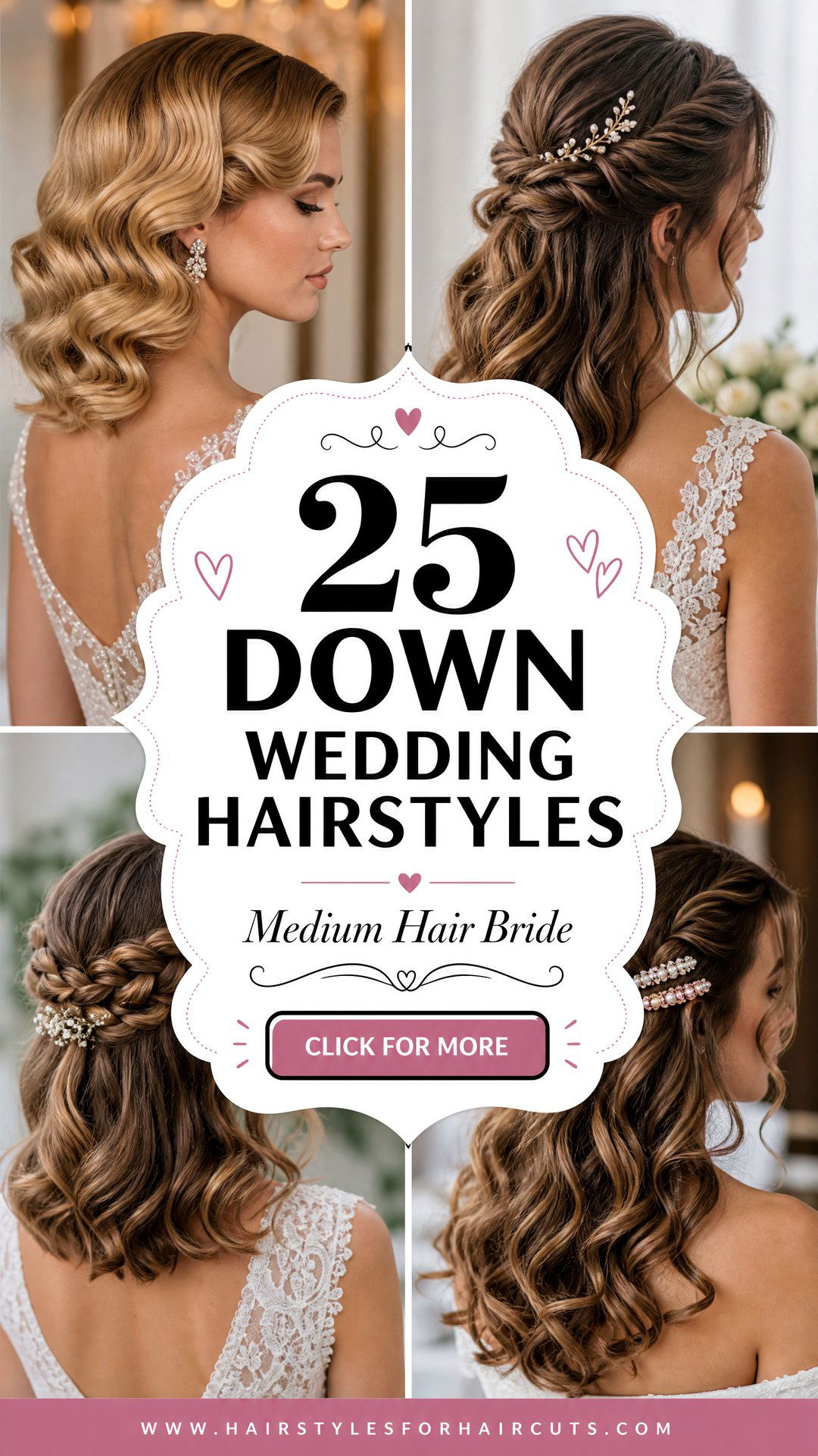 25 Down Wedding Hairstyles for Medium Hair Brides - 25 Down Wedding Hairstyles for Medium Hair Brides