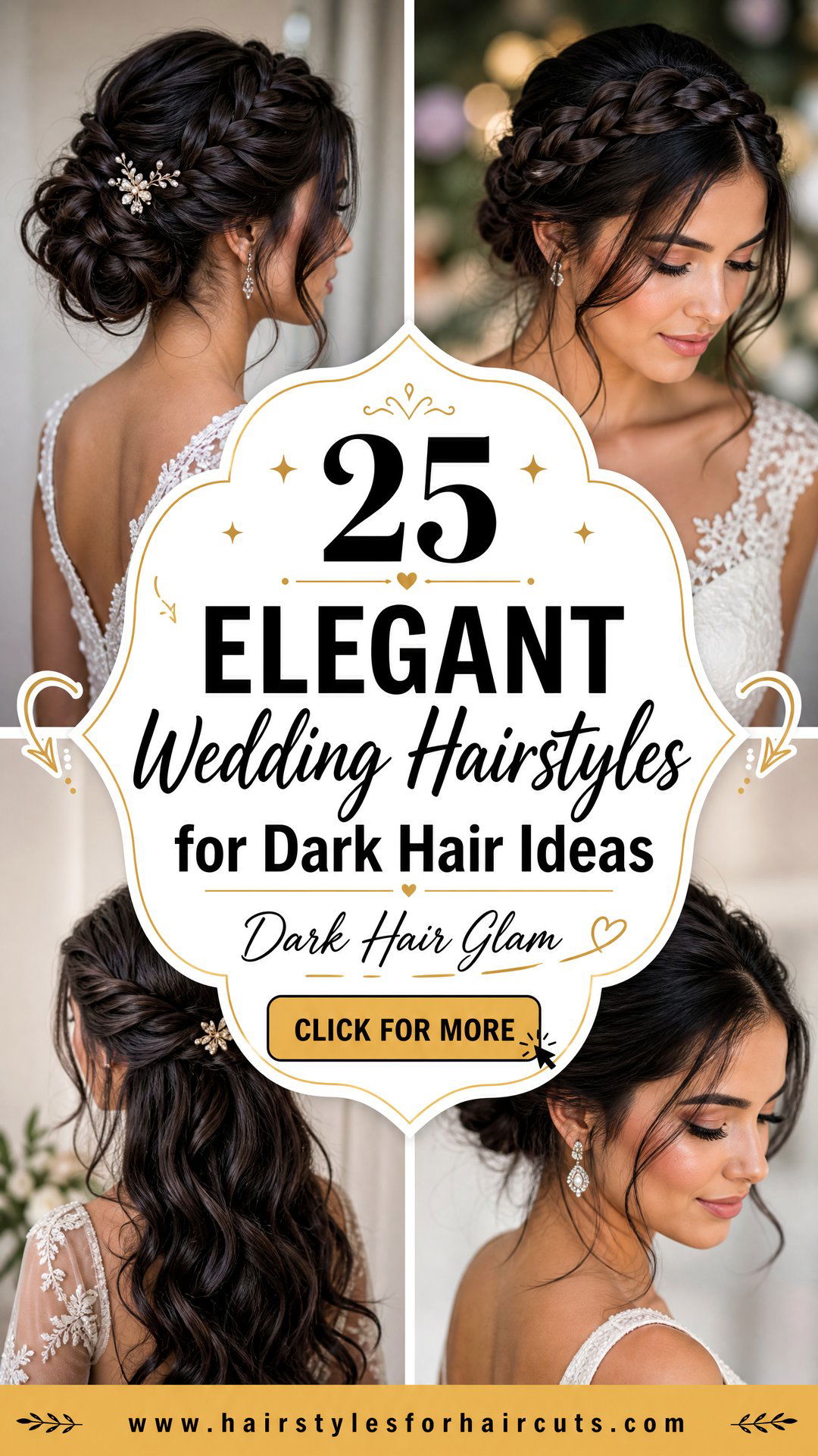 25 Elegant Wedding Hairstyles for Dark Hair - 25 Elegant Wedding Hairstyles for Dark Hair