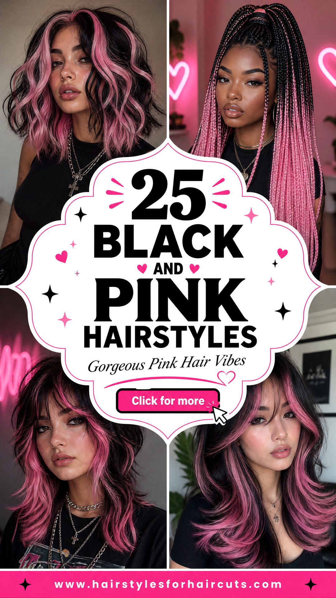 25 Gorgeous Black and Pink Hairstyles to Try Now - 25 Gorgeous Black and Pink Hairstyles to Try Now