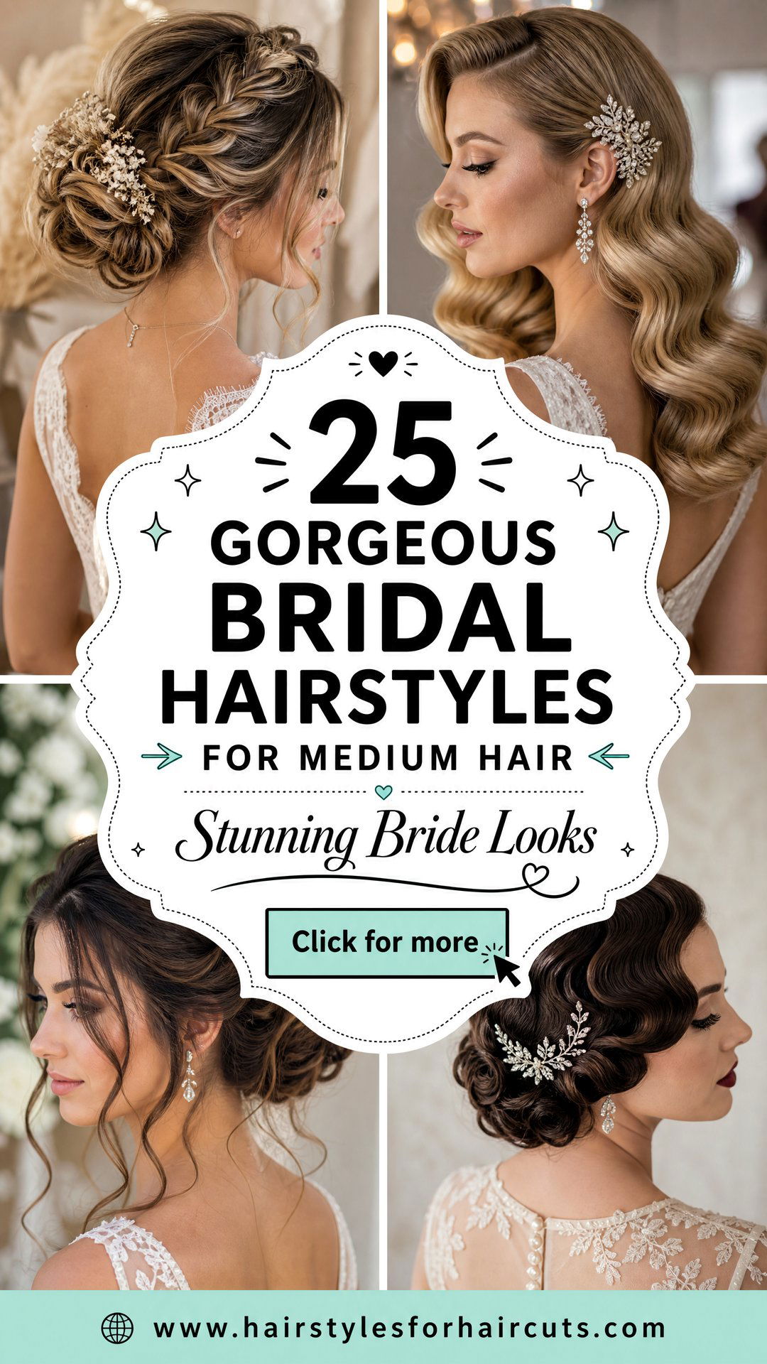 25 Gorgeous Bridal Hairstyles for Medium Hair Brides - 25 Gorgeous Bridal Hairstyles for Medium Hair Brides