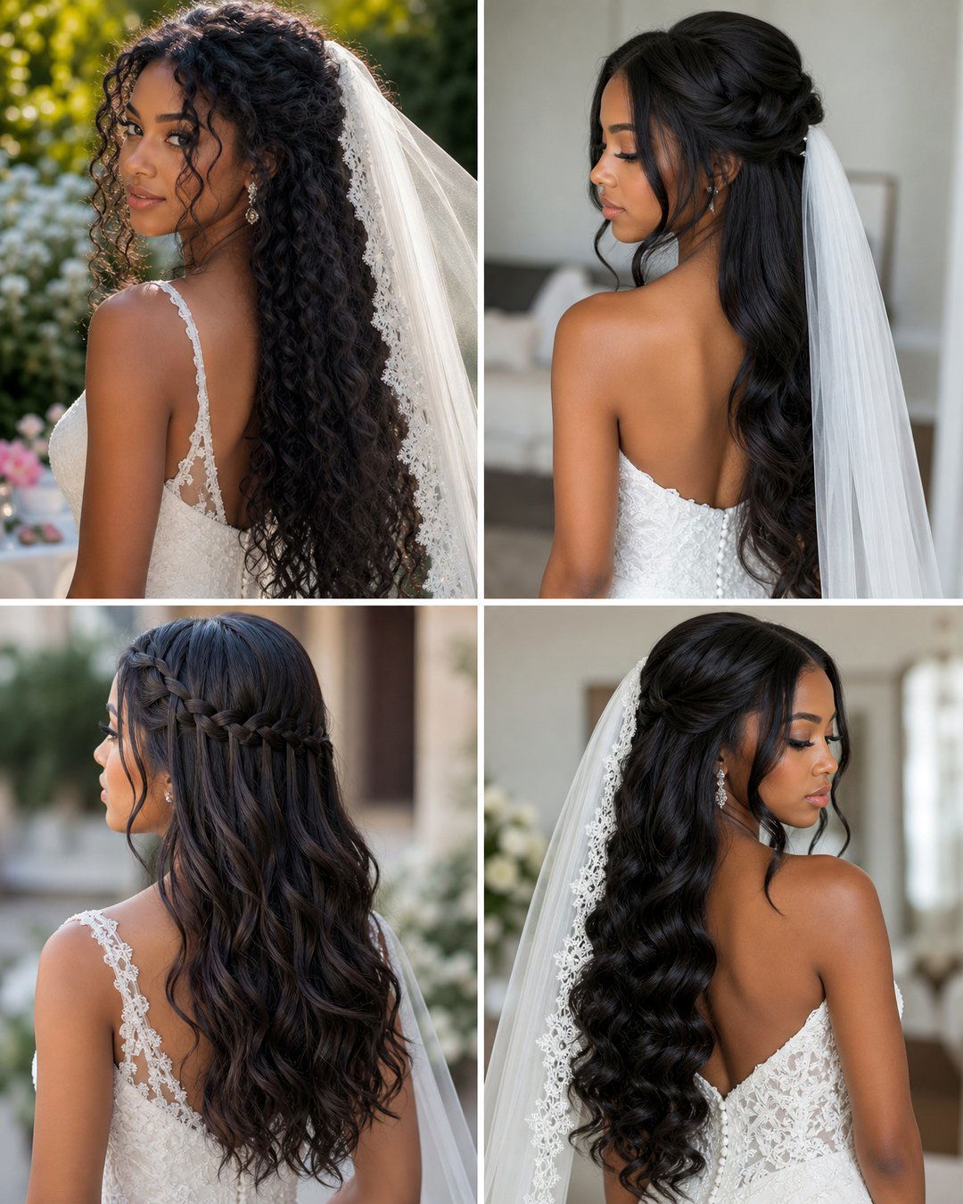25 Hair Down Black Wedding Hairstyles With Veil Ideas