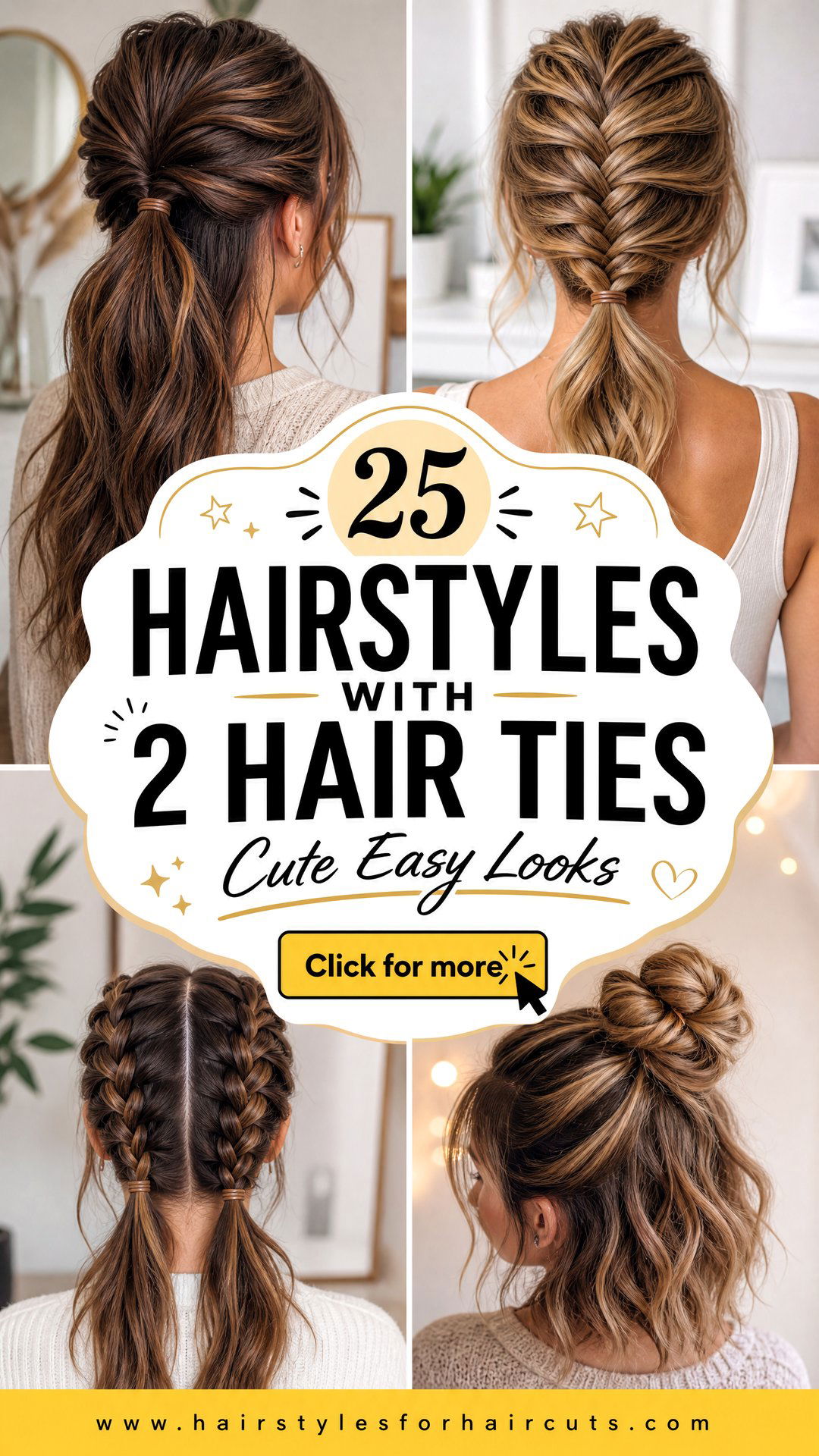 25 Hairstyles With 2 Hair Ties Cute and Easy Looks - 25 Hairstyles With 2 Hair Ties: Cute and Easy Looks
