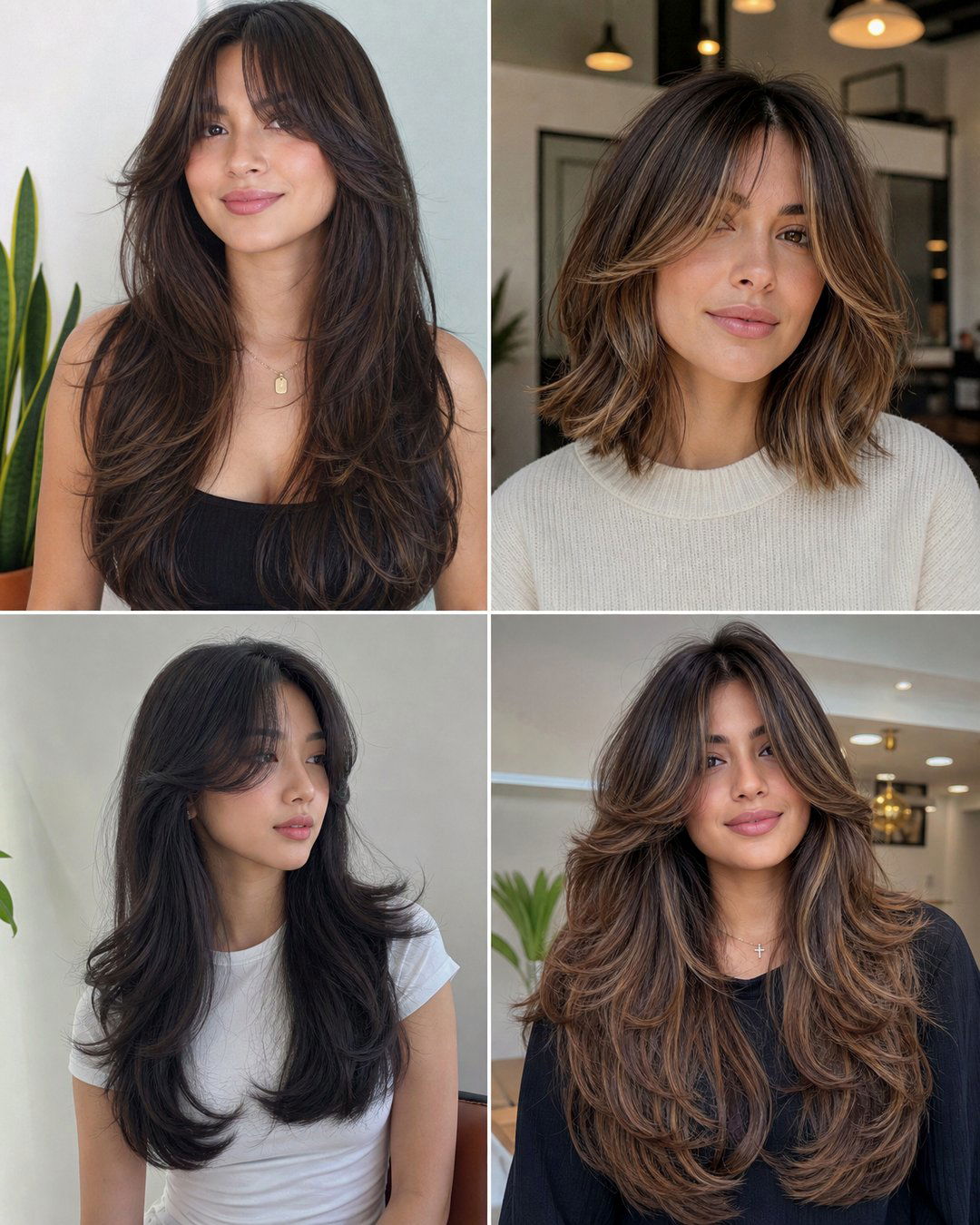25 Layered Haircuts With Curtain Bangs Straight Hair Ideas
