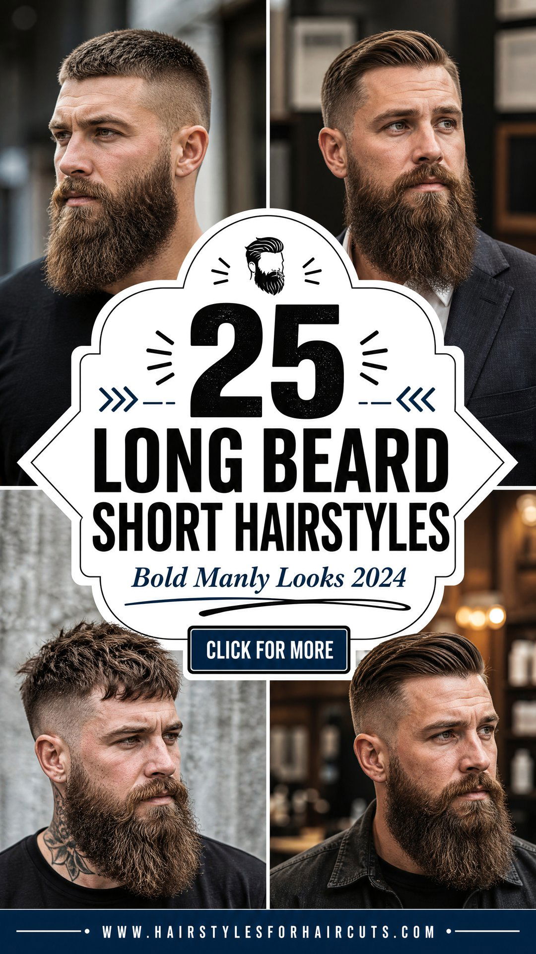 25 Long Beard Short Hairstyles Bold Manly Looks 2024 - 25 Long Beard Short Hairstyles: Bold Manly Looks 2024