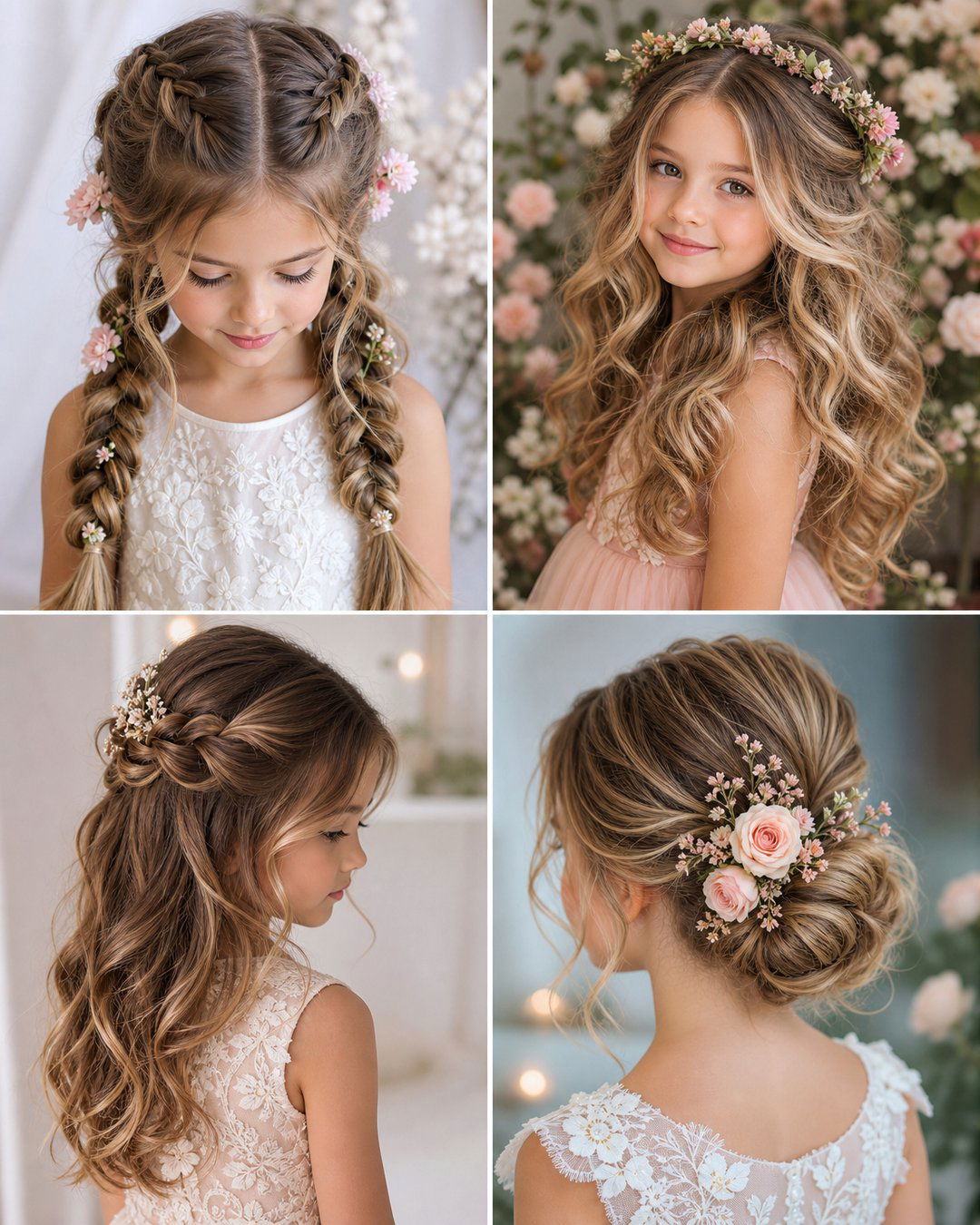 25 Long Hair Flower Girl Hairstyles for Weddings