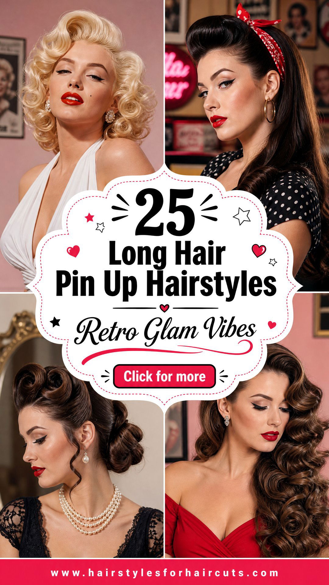 25 Long Hair Pin Up Hairstyles for a Retro Glam Look - 25 Long Hair Pin Up Hairstyles for a Retro Glam Look