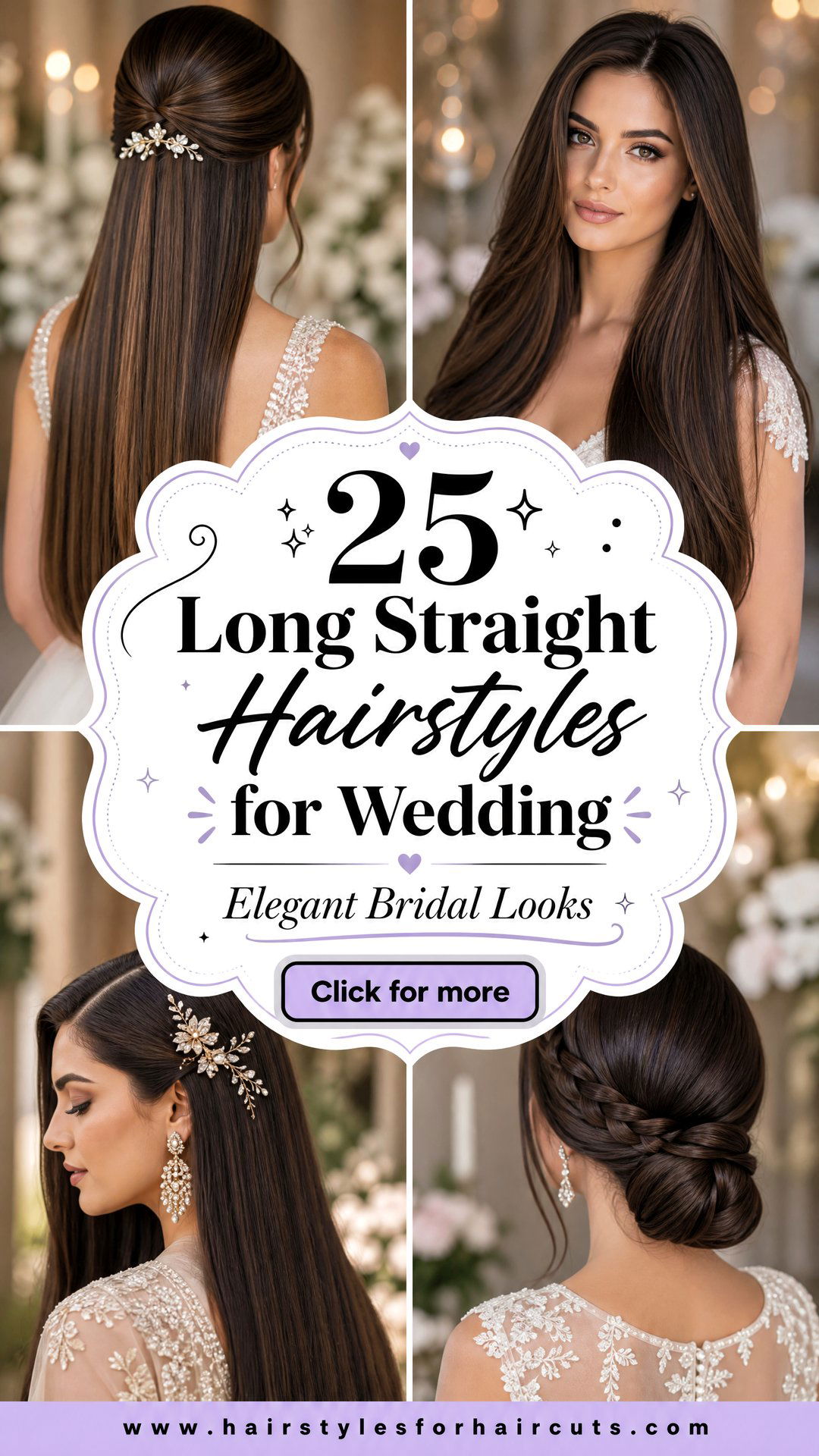 25 Long Straight Hairstyles for Wedding Elegant Bridal Looks - 25 Long Straight Hairstyles for Wedding: Elegant Bridal Looks