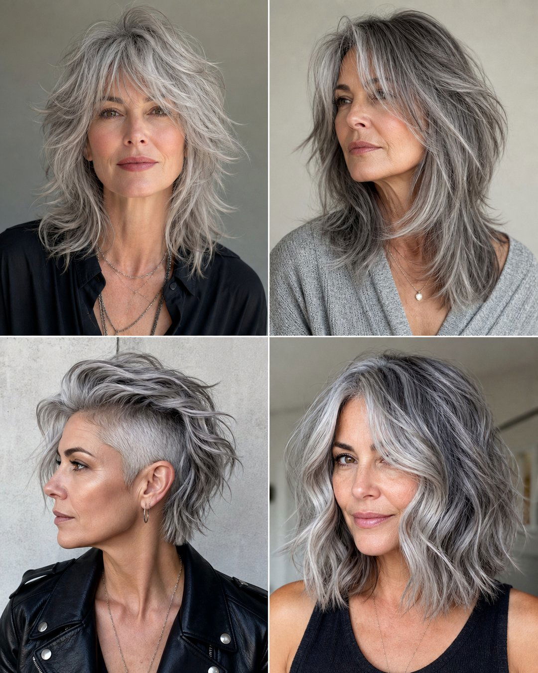 25 Low Maintenance Medium Length Layered Grey Hairstyles