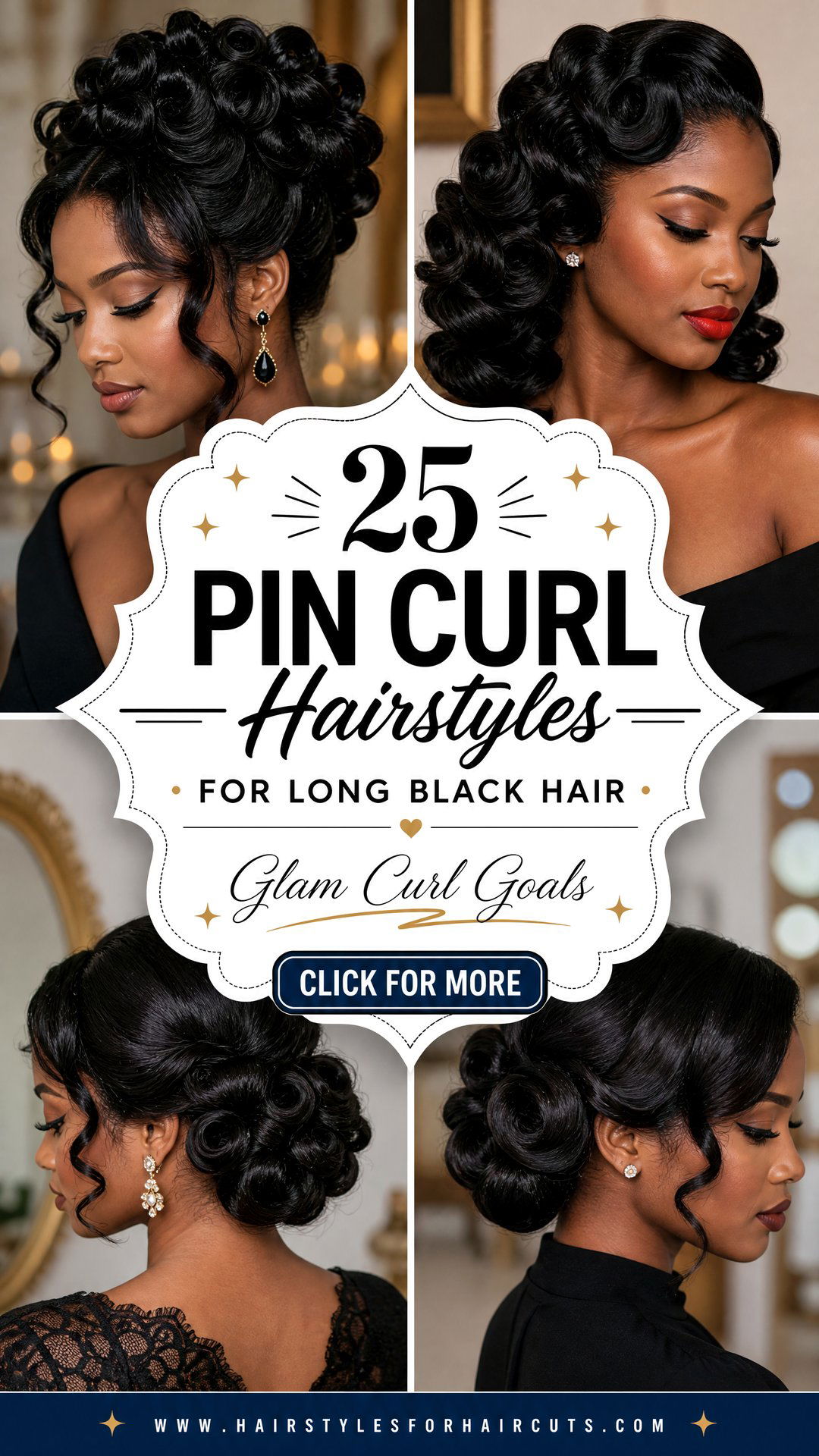 25 Pin Curl Hairstyles for Long Black Hair to Try - 25 Pin Curl Hairstyles for Long Black Hair to Try