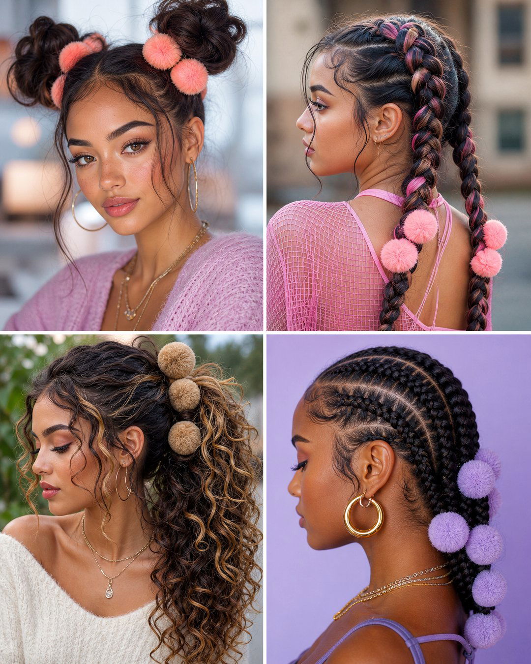 25 Pom Pom Hairstyles Fun and Playful Looks to Try
