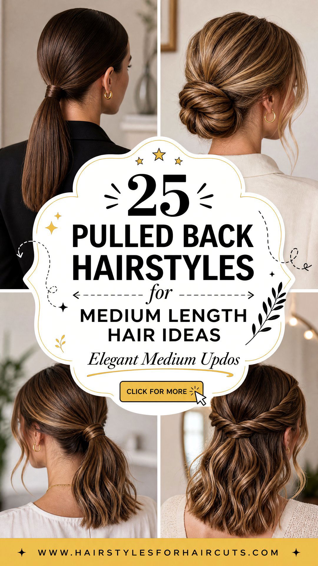 25 Pulled Back Hairstyles for Medium Length Hair Ideas - 25 Pulled Back Hairstyles for Medium Length Hair Ideas