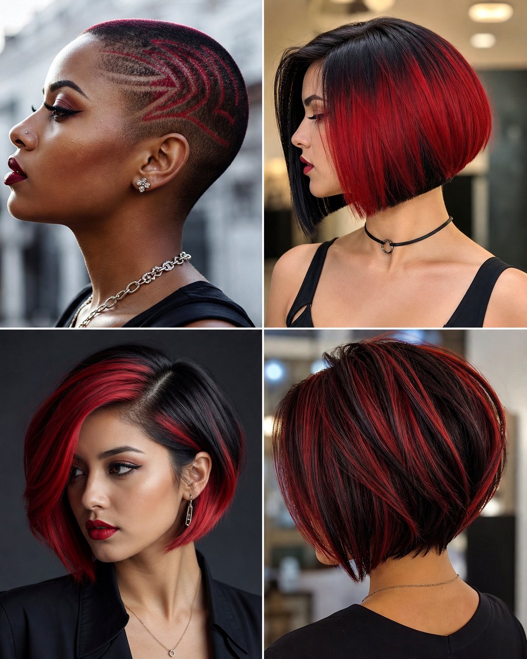 25 Red and Black Short Hairstyles for Bold Looks
