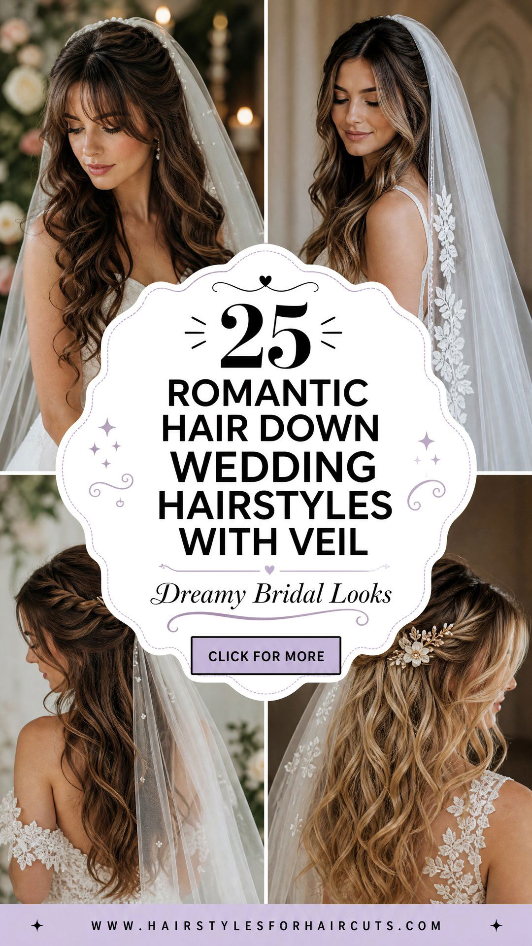 25 Romantic Hair Down Wedding Hairstyles With Veil - 25 Romantic Hair Down Wedding Hairstyles With Veil
