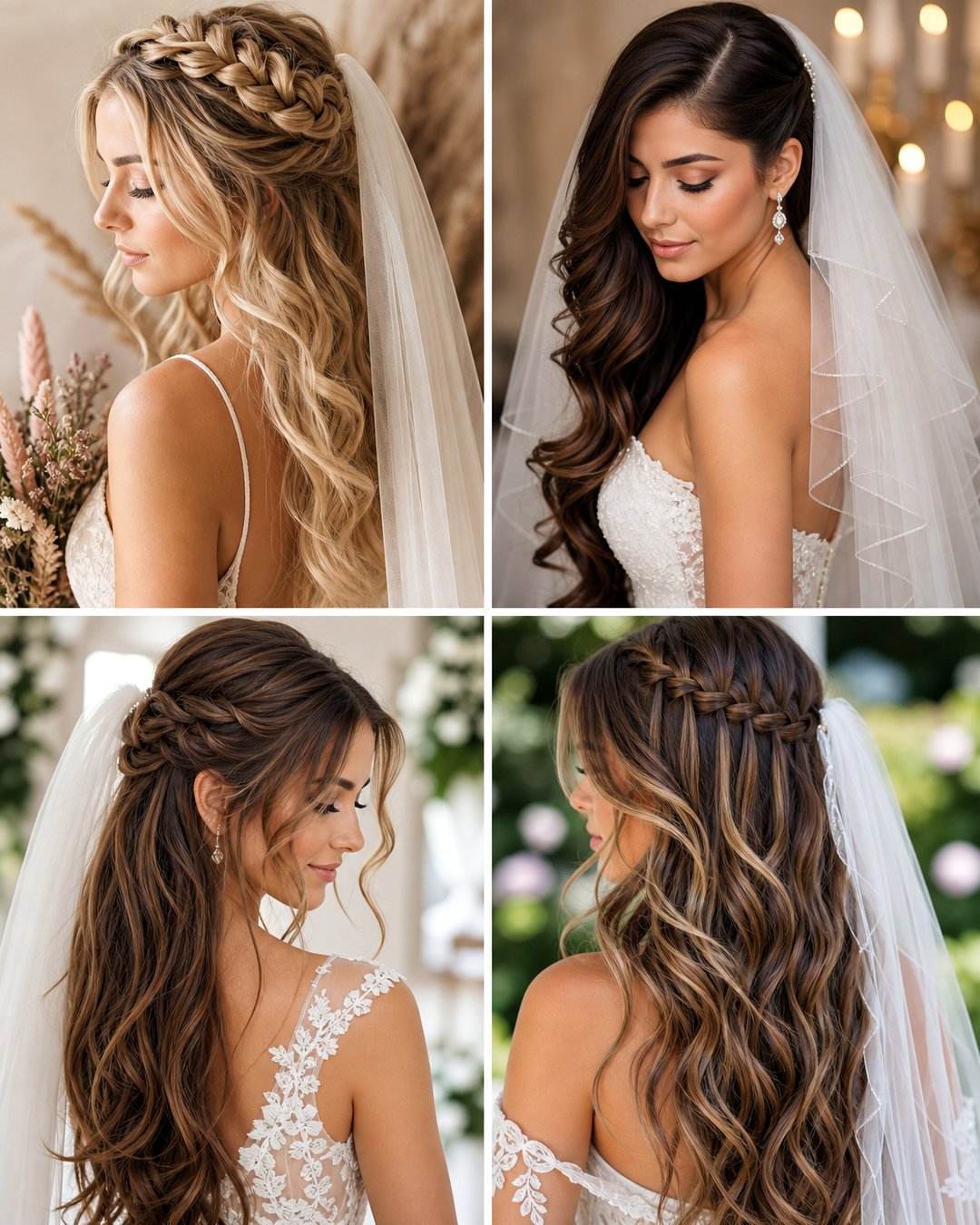 25 Romantic Hair Down Wedding Hairstyles With Veil