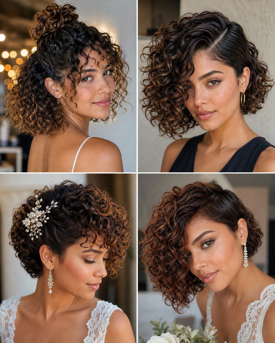 25 Romantic Wedding Hairstyles for Short Curly Hair