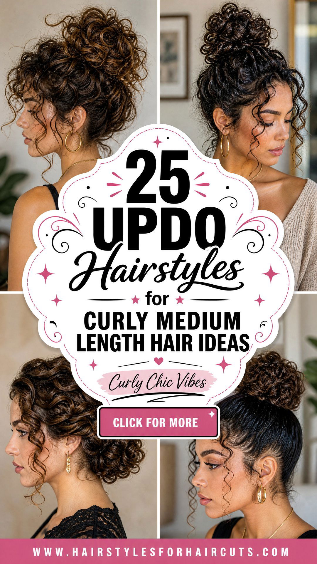25 Updo Hairstyles for Curly Medium Length Hair Ideas - 25 Updo Hairstyles for Curly Medium Length Hair Ideas