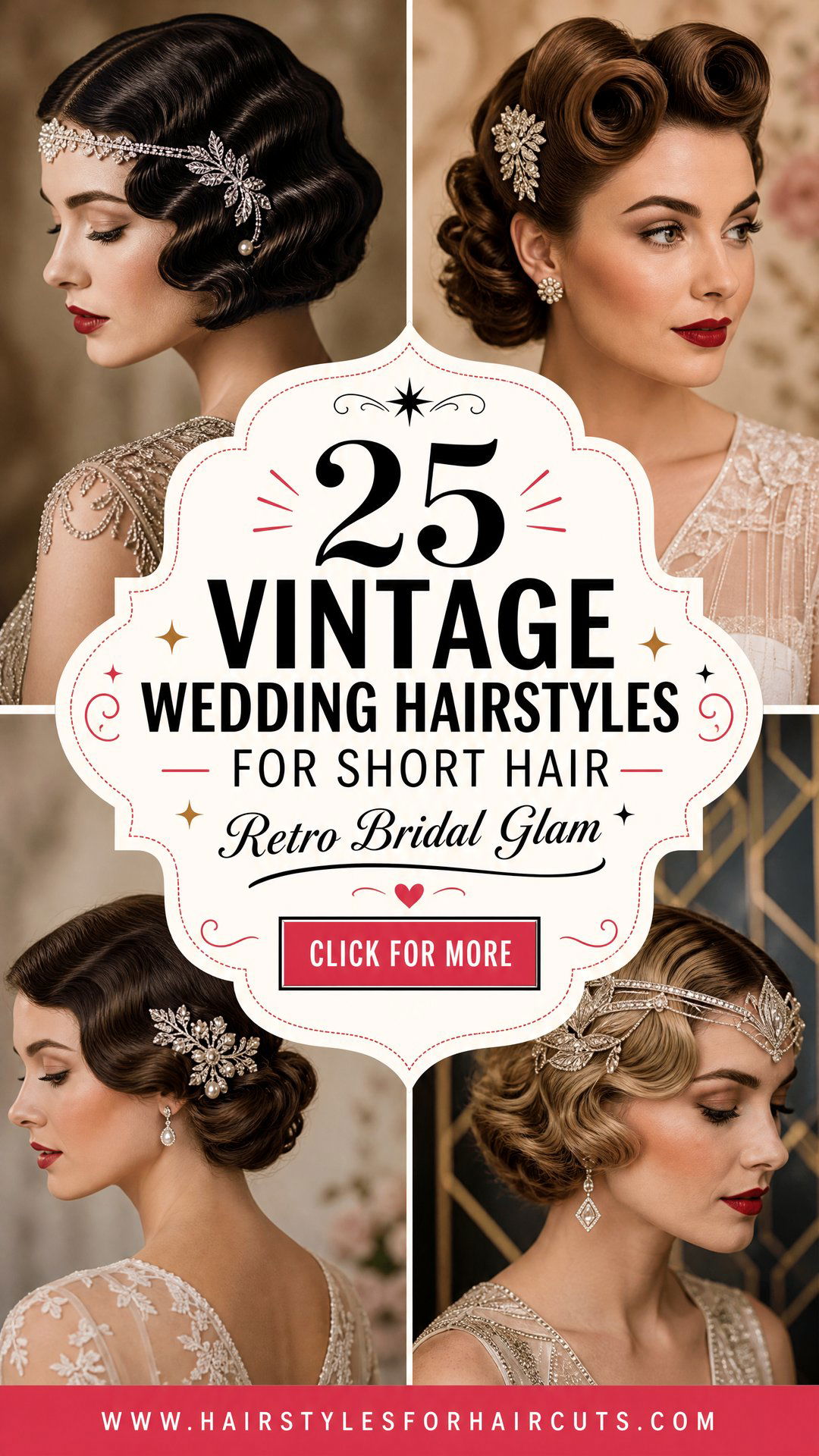 25 Vintage Wedding Hairstyles for Short Hair Brides - 25 Vintage Wedding Hairstyles for Short Hair Brides