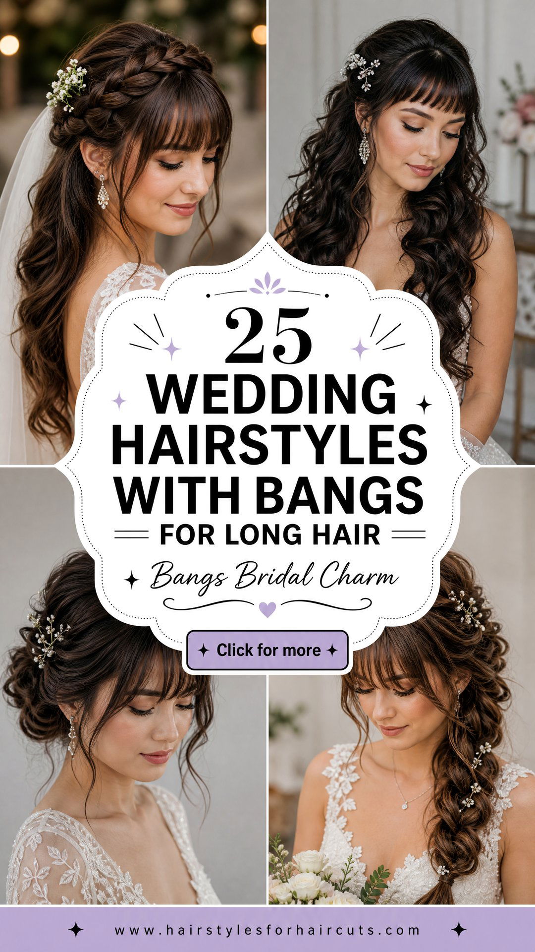 25 Wedding Hairstyles With Bangs for Long Hair Brides - 25 Wedding Hairstyles With Bangs for Long Hair Brides