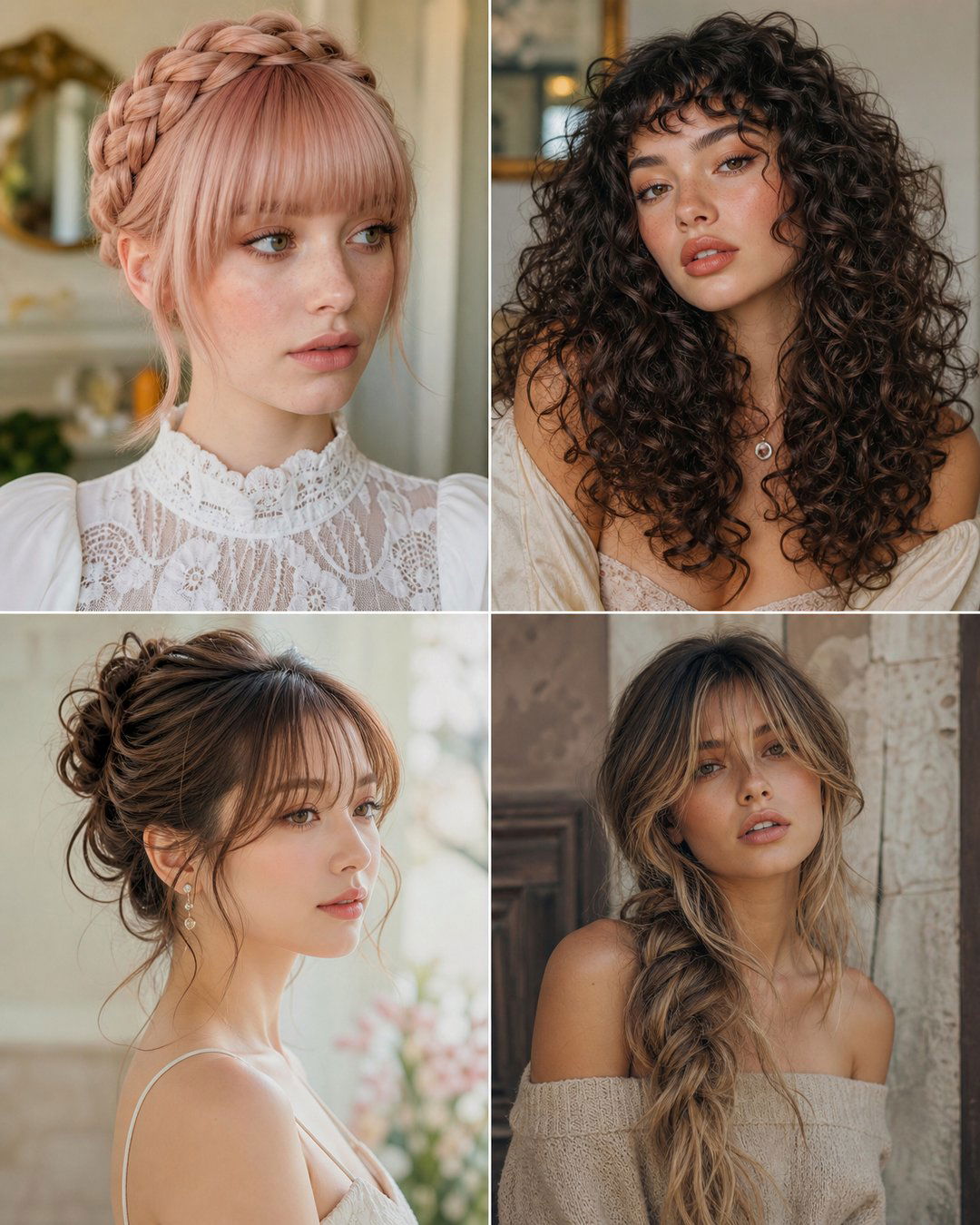 25 Wedding Hairstyles With Bangs for Long Hair Brides