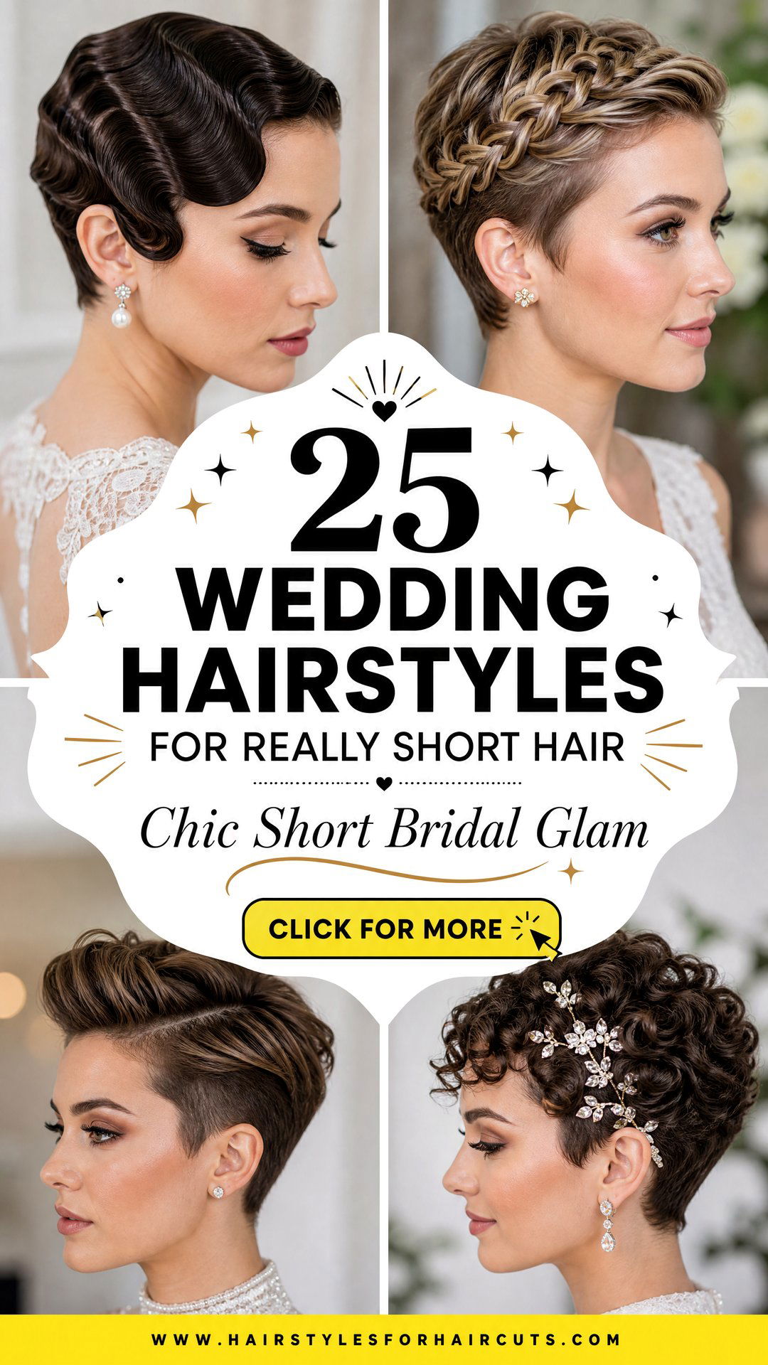 25 Wedding Hairstyles for Really Short Hair Brides - 25 Wedding Hairstyles for Really Short Hair Brides