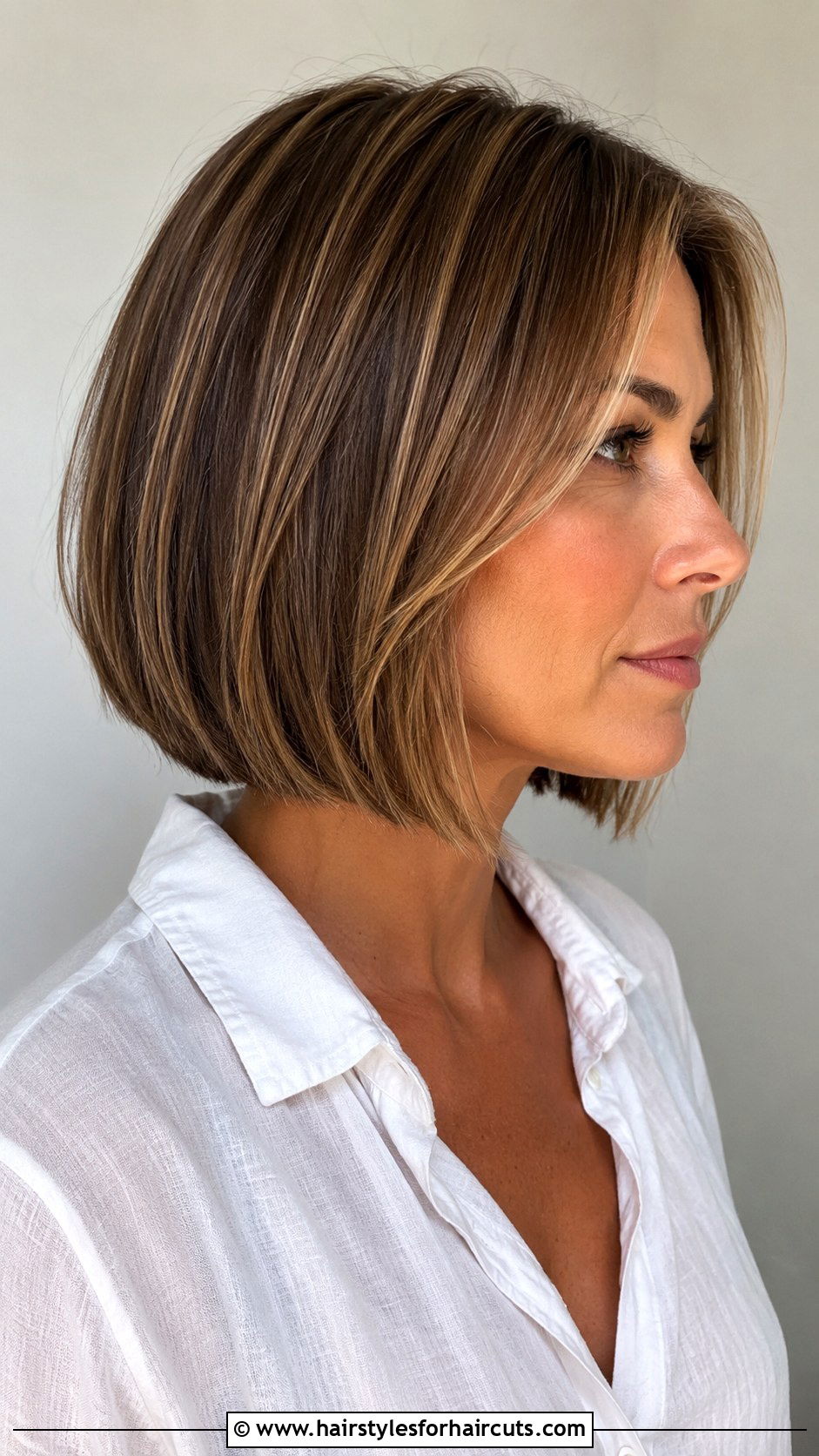 A Line Bob With Babylights - 25 a line haircuts - 25 a line haircuts