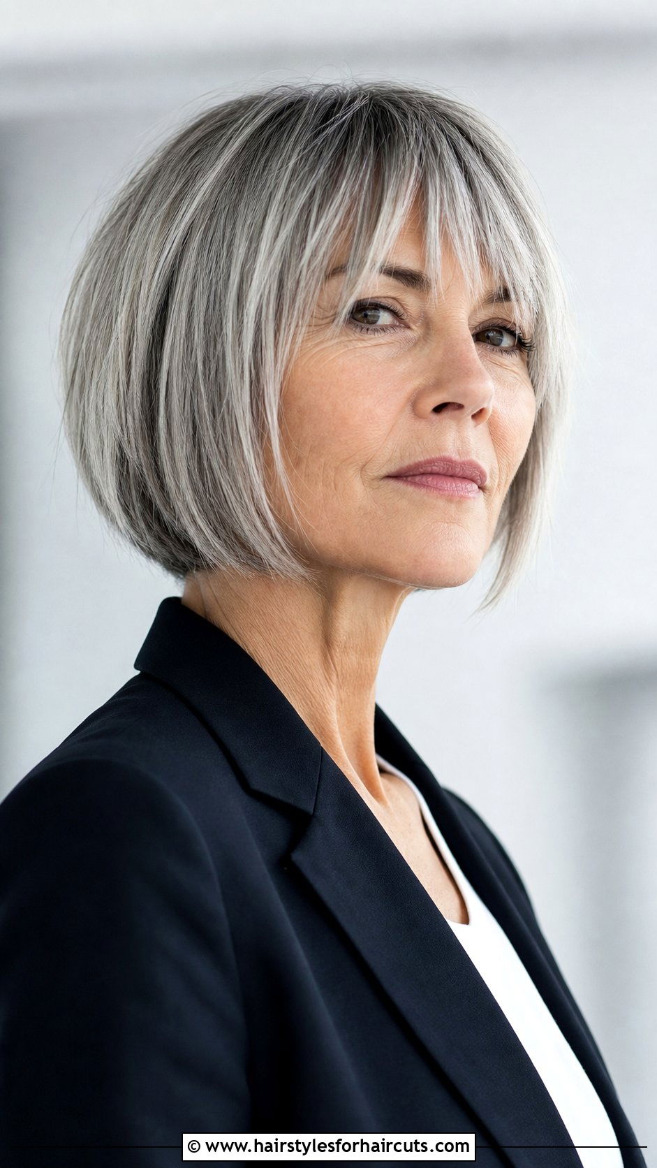 A Line Bob With Textured Bangs - 25 hairstyles with bangs for older women - 25 hairstyles with bangs for older women
