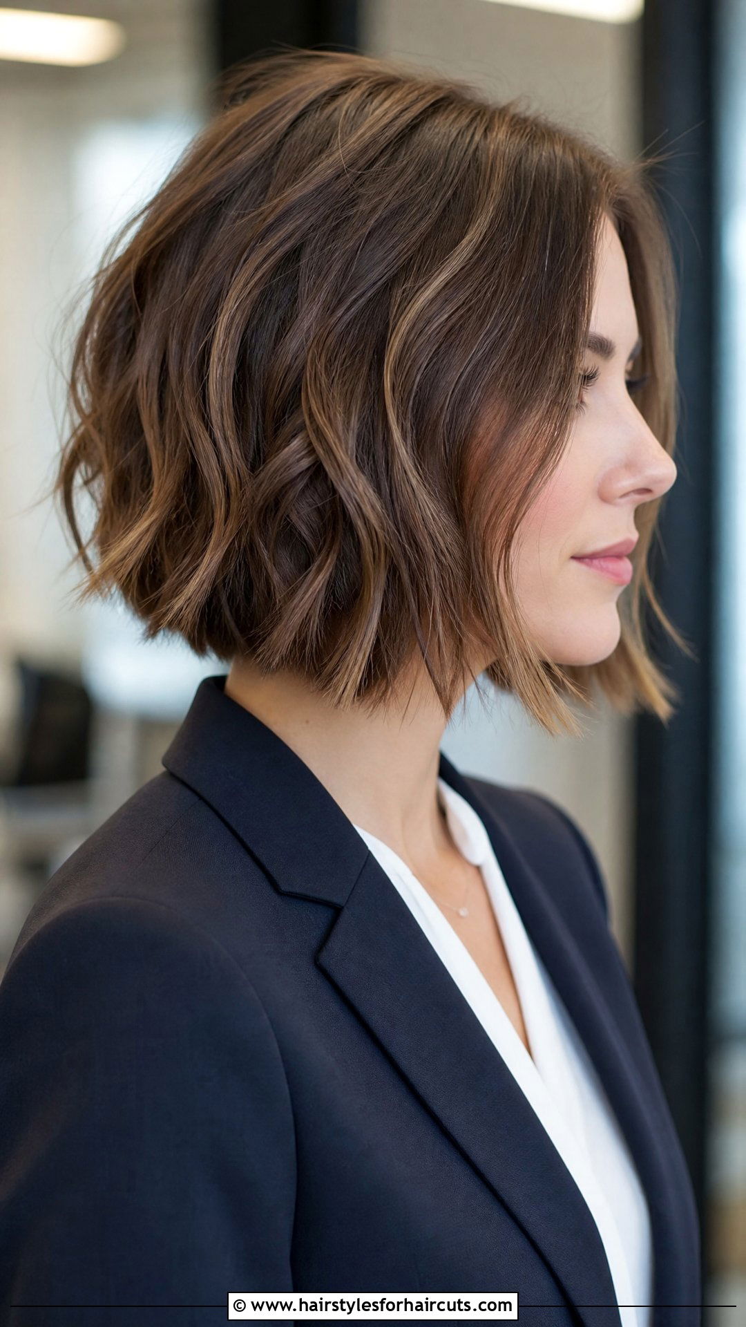 A Line Wavy Chin Length Bob - 25 chin length haircuts for wavy hair - 25 chin length haircuts for wavy hair