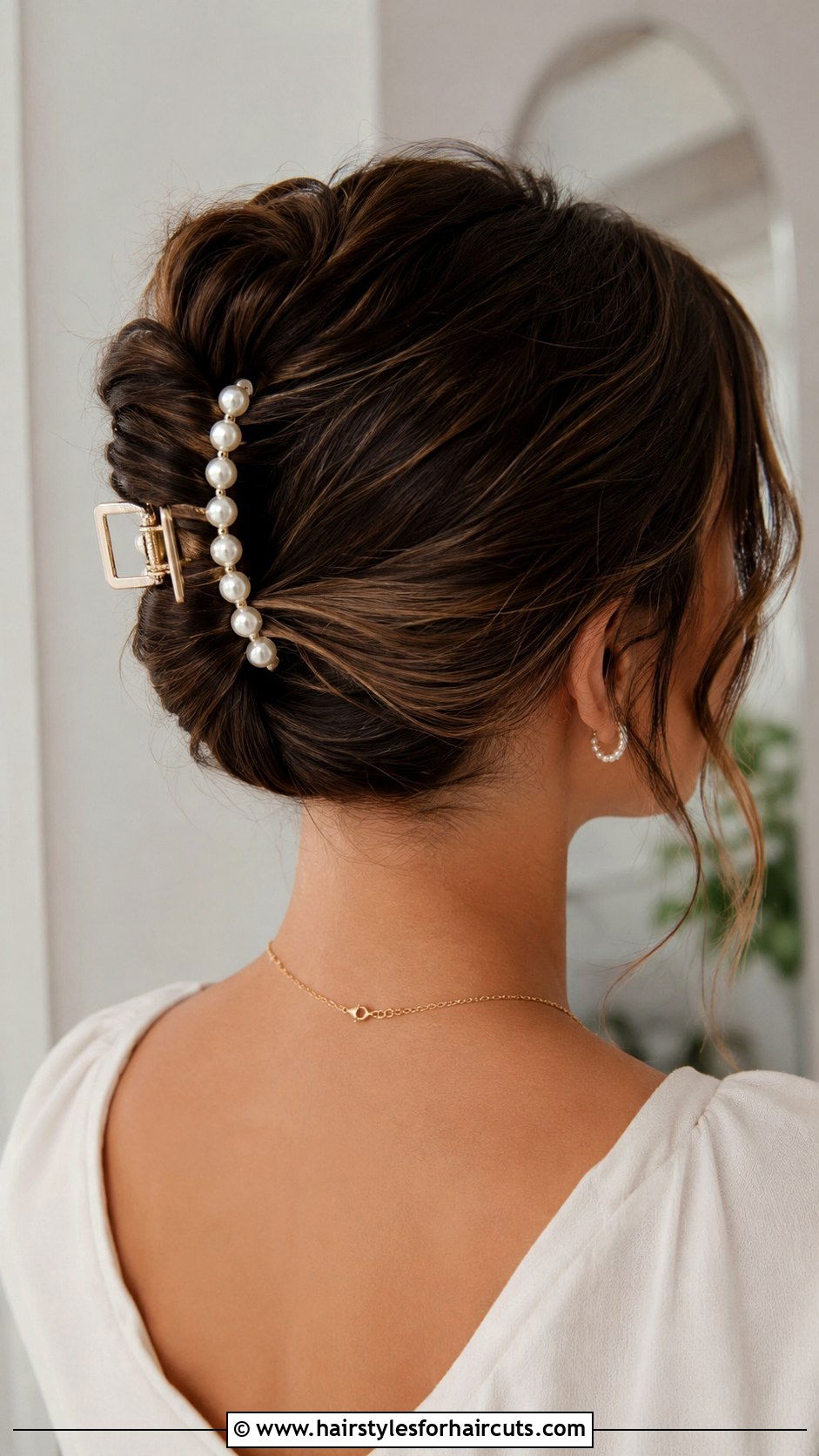 Accessorized Claw Clip Updo - 25 dressy hairstyles for shoulder length hair - 25 dressy hairstyles for shoulder length hair