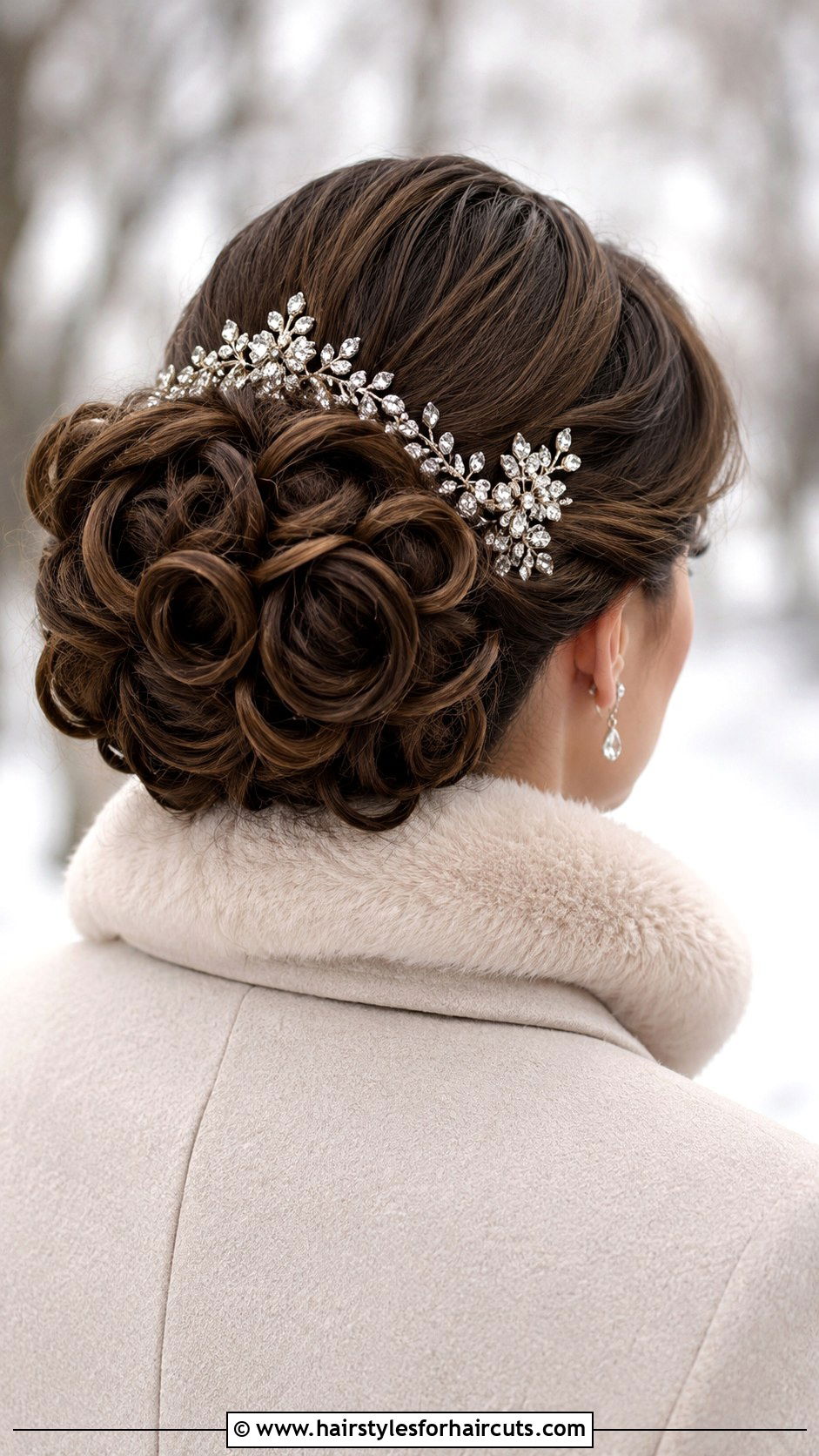 Accessorized Curly Gibson Tuck - 25 1920s hairstyles for long curly hair - 25 1920s hairstyles for long curly hair