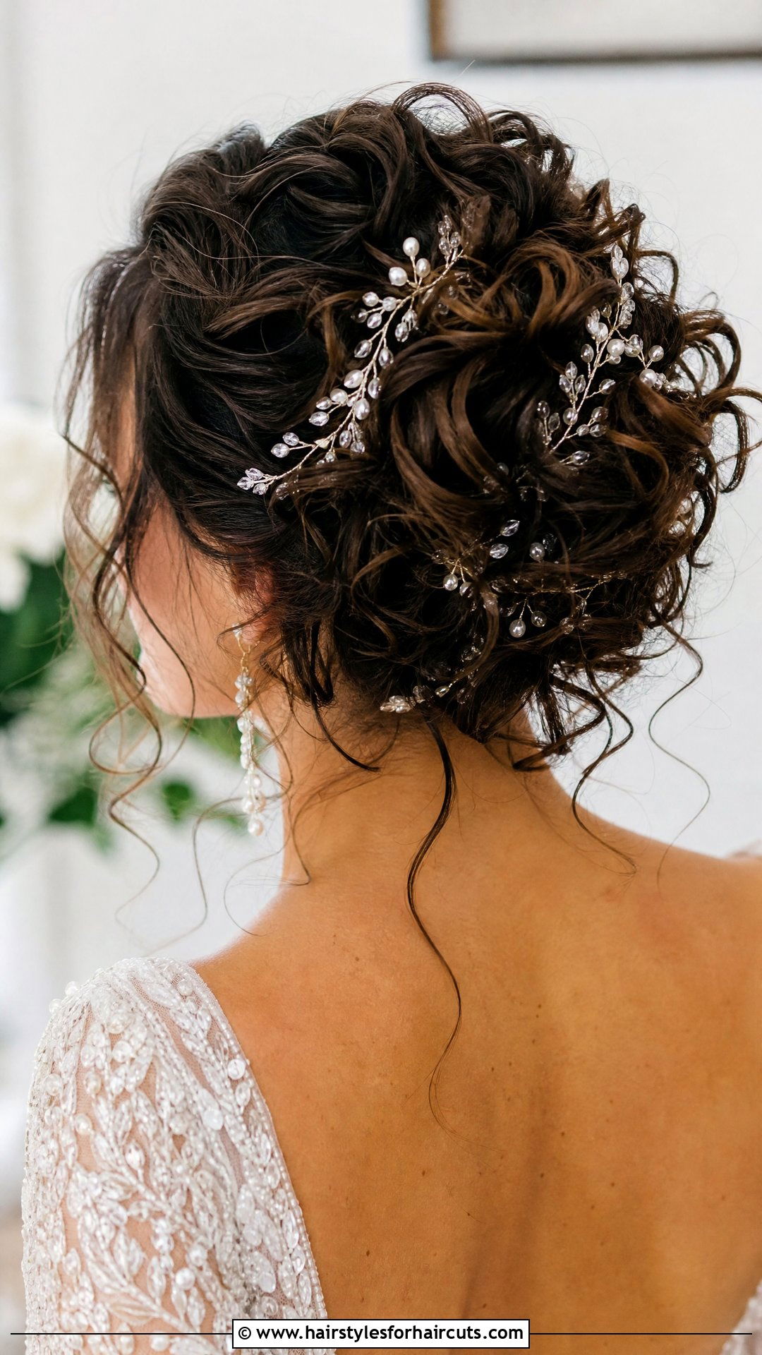 Accessorized Curly Wedding Updo - 25 wedding hairstyles for shoulder length curly hair - 25 wedding hairstyles for shoulder length curly hair