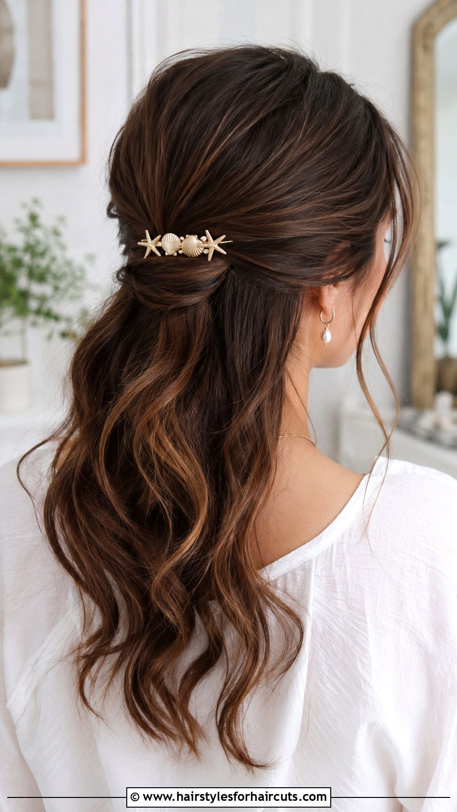 Accessorized Half Up Hairstyle - 25 cute easy hairstyles for straight hair - 25 cute easy hairstyles for straight hair
