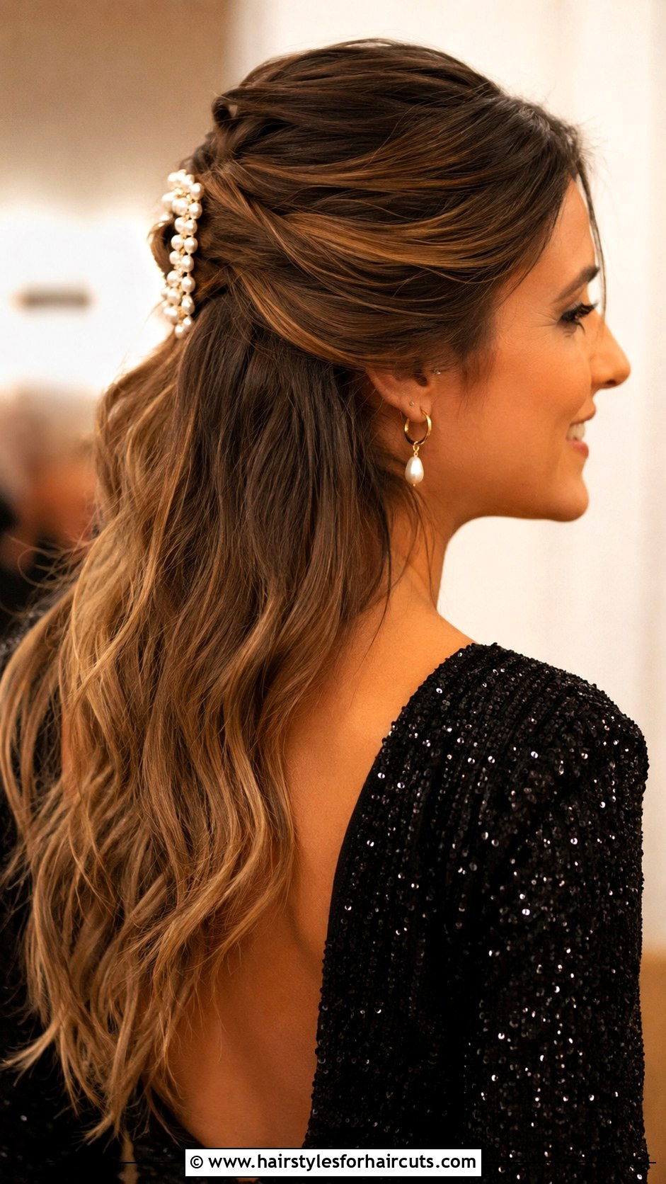 Accessorized Half Updo - 25 date night hairstyles for thin hair - 25 date night hairstyles for thin hair