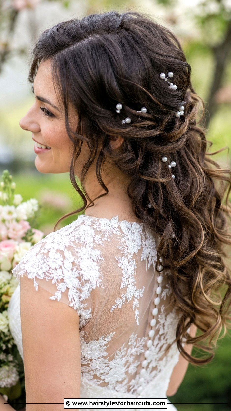 Accessorized Loose Curls Wedding - 25 bridal hairstyles for medium hair - 25 bridal hairstyles for medium hair