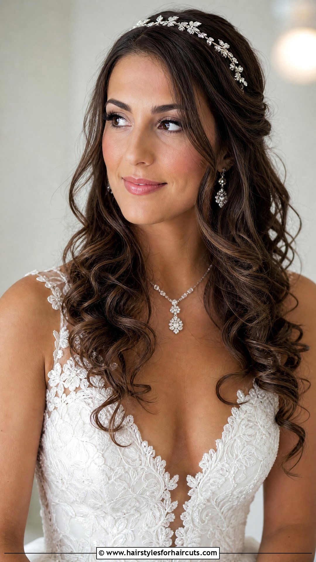 Accessorized Loose Curly Wedding Hairstyle - 25 wedding hairstyles for thick curly hair - 25 wedding hairstyles for thick curly hair