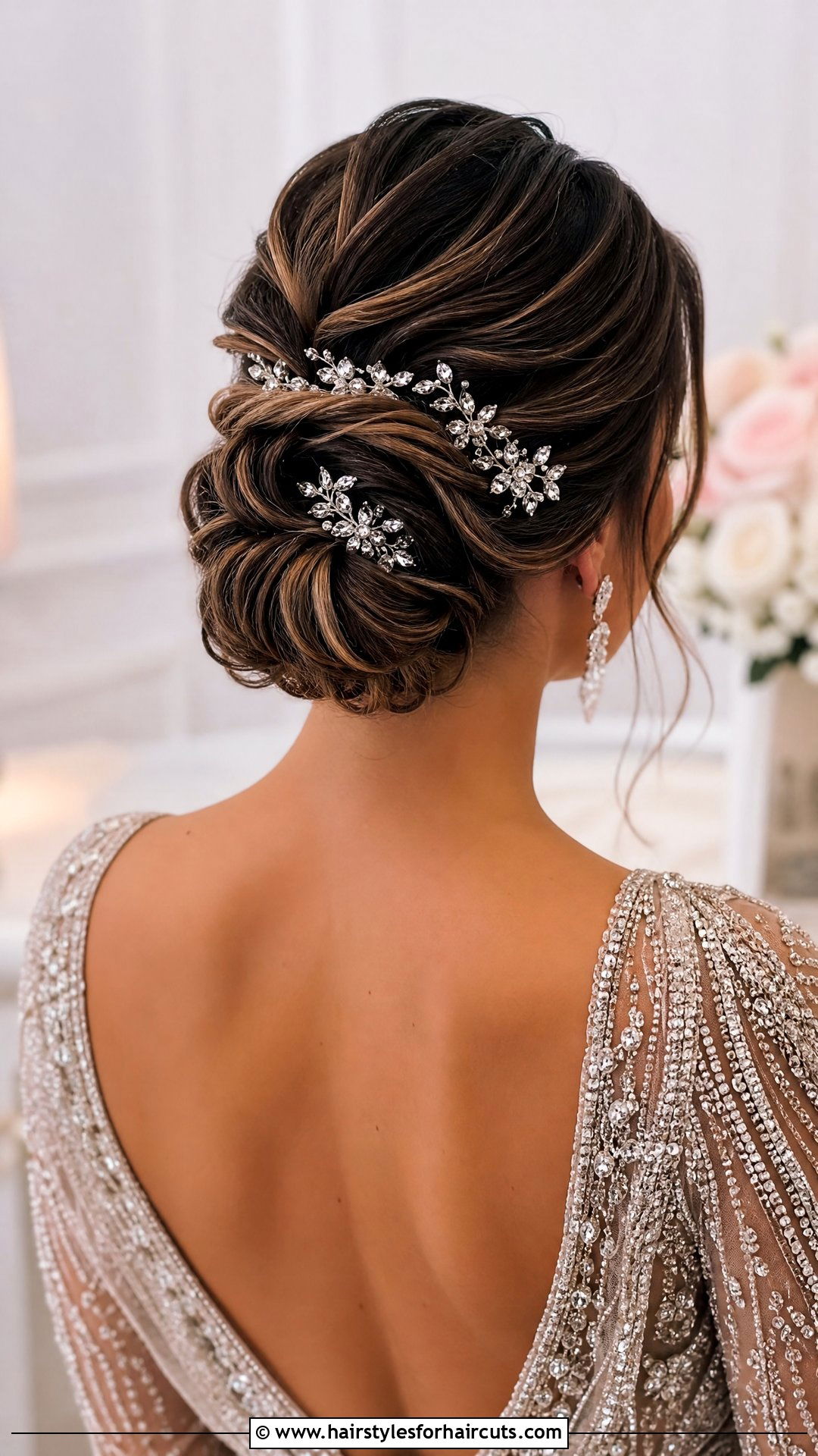 Accessorized Low Bun Prom Updo - 25 up do hairstyles for prom - 25 up do hairstyles for prom