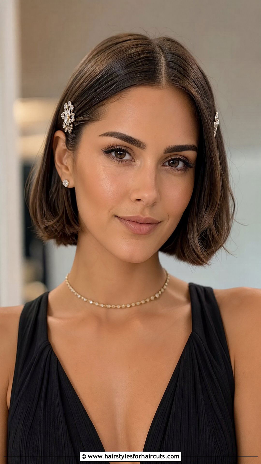 Accessorized Middle Part Short Bob - 25 wedding hairstyles for short bob - 25 wedding hairstyles for short bob