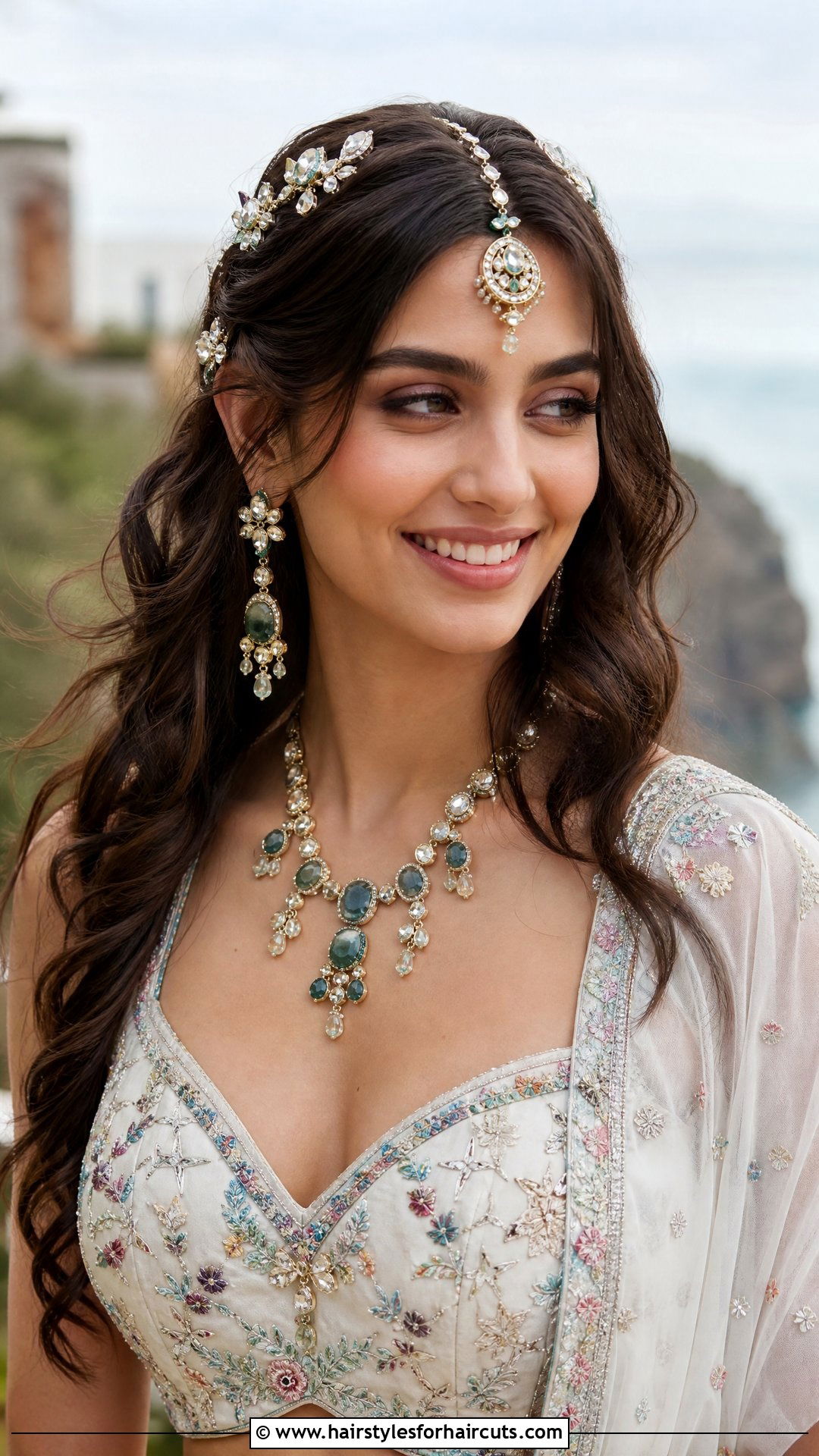 Accessorized Open Hair Hairstyle For Lehenga - 25 hairstyles for lehenga - 25 hairstyles for lehenga